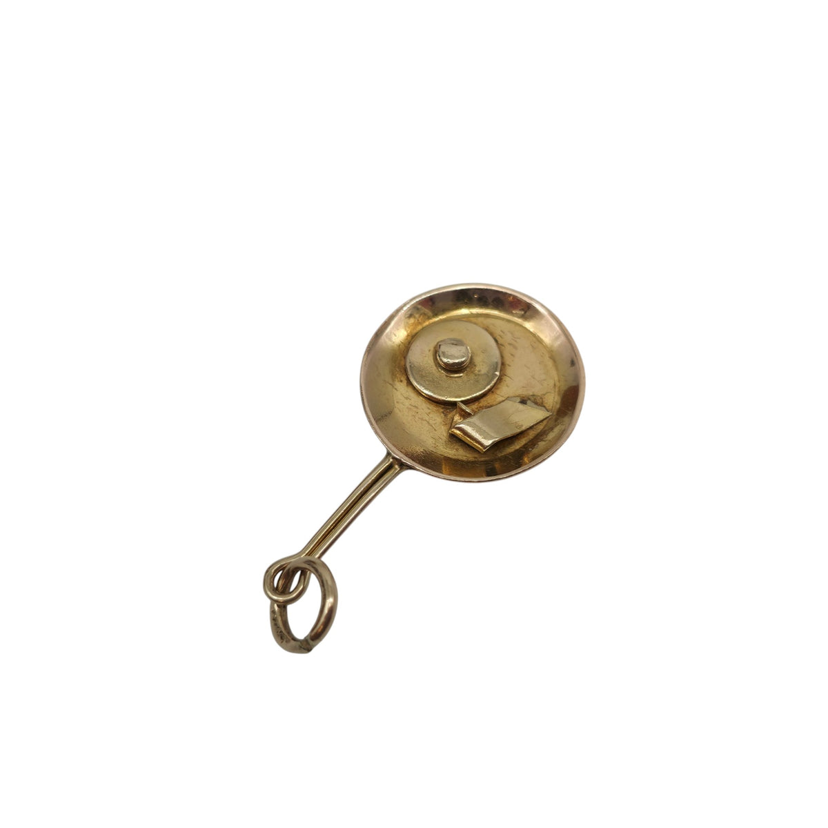 Antique 9ct Yellow Gold Frying Pan Charm c.1920 L 2.4 cm 1.1 g.