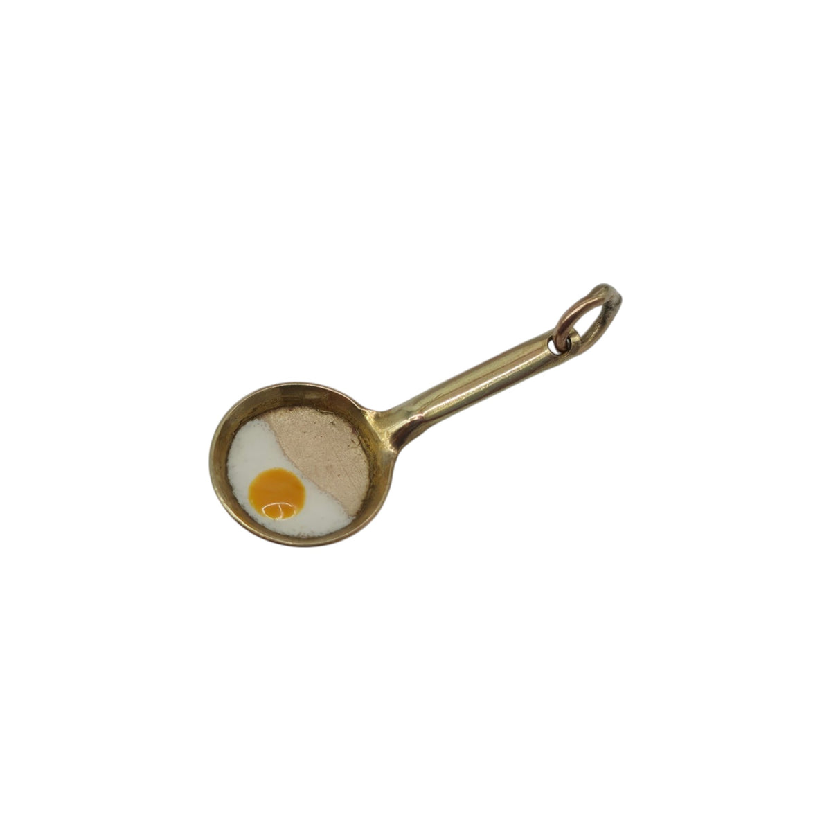 9ct Yellow Gold & Enamel Frying Pan Charm L 2.1 cm 0.6 g.