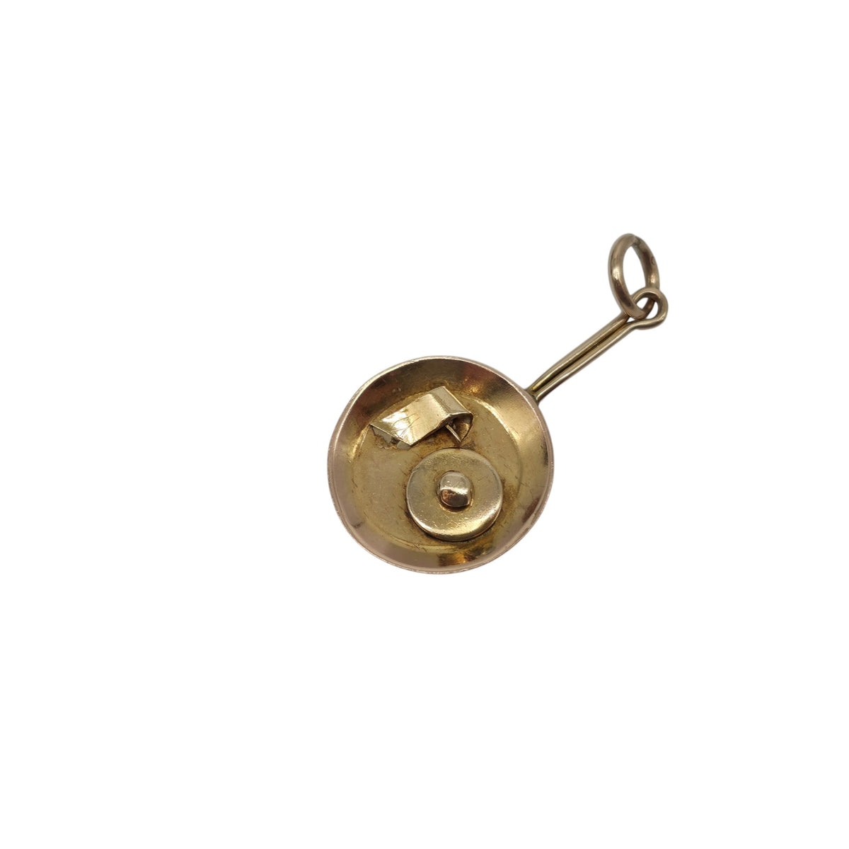 Antique 9ct Yellow Gold Frying Pan Charm c.1920 L 2.4 cm 1.1 g.