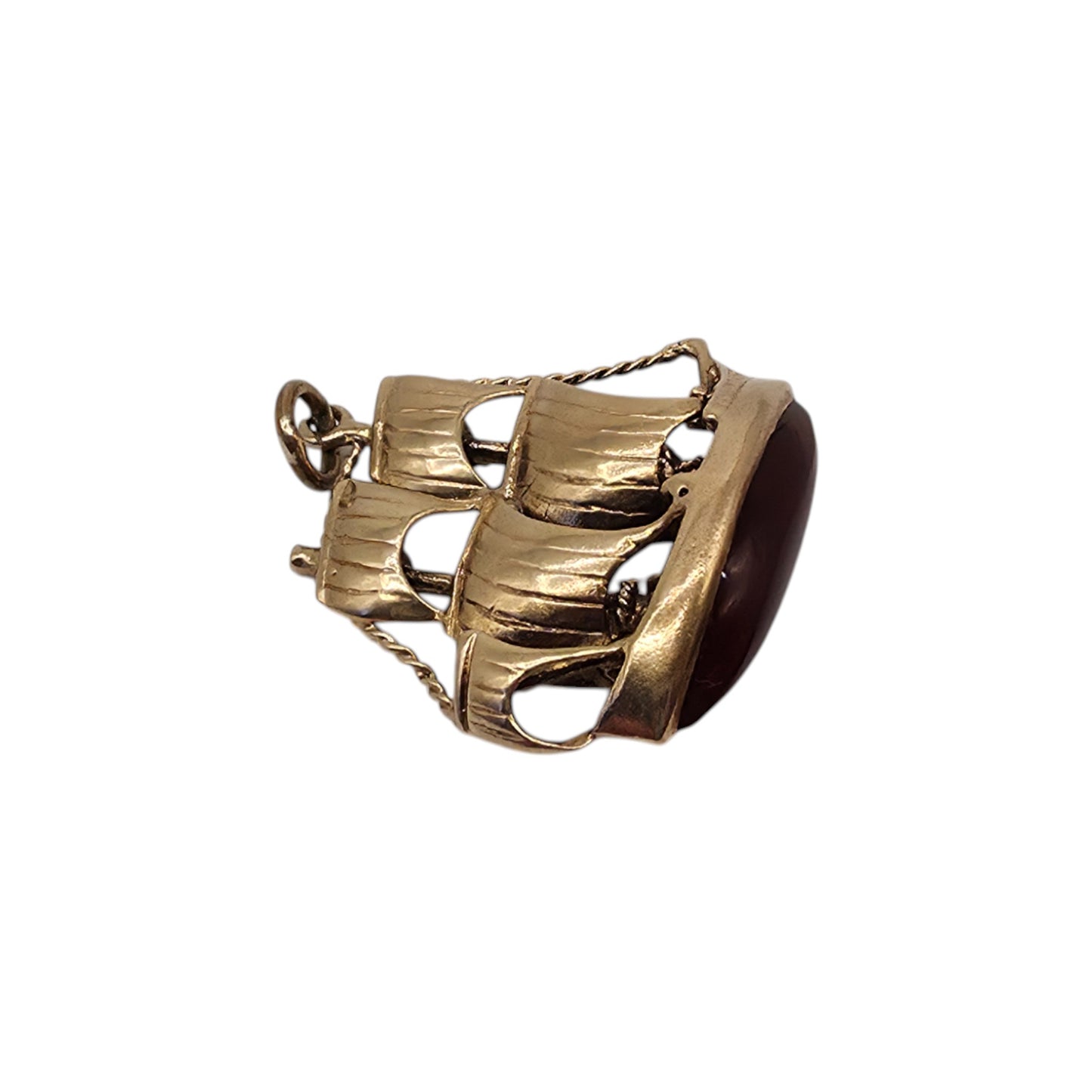 9ct 375 Yellow Gold Galleon Ship Charm c.1964 L 2.2 cm 4.8 g.