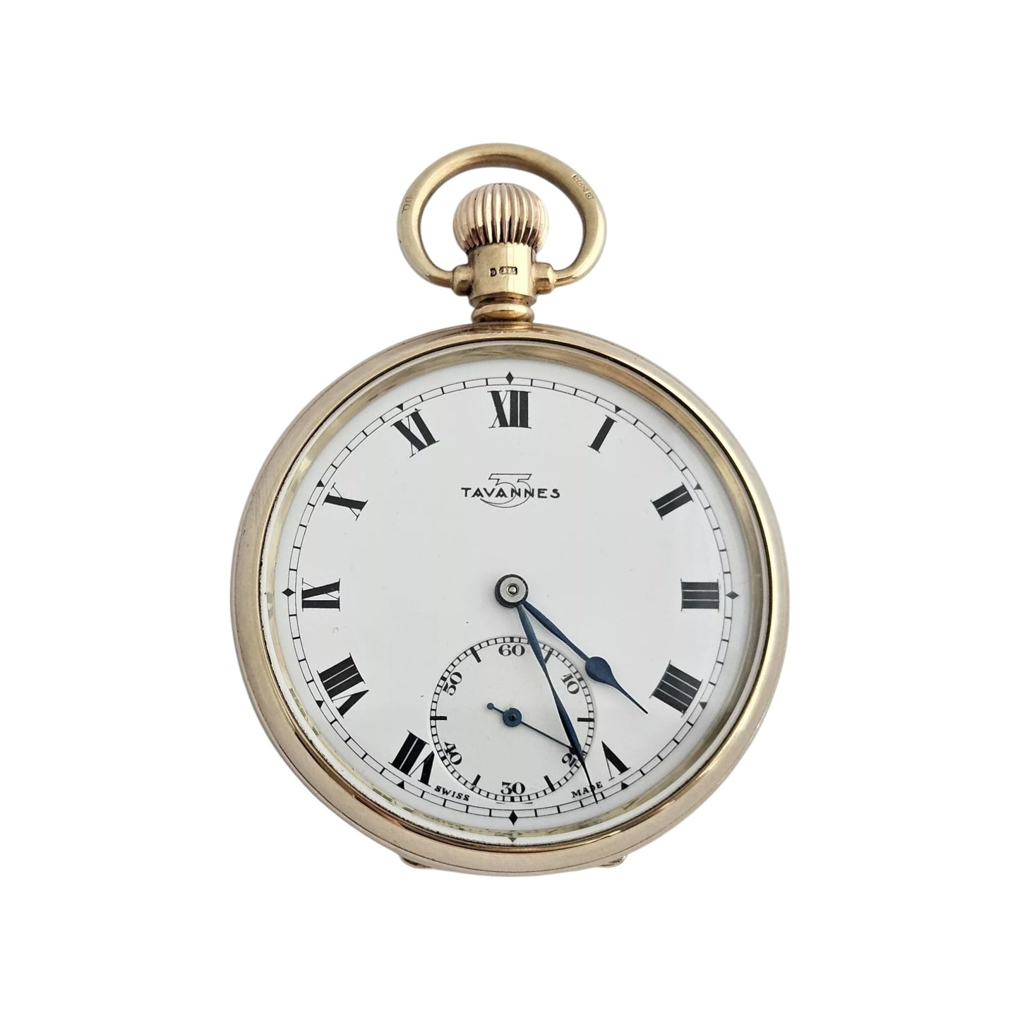 Gents 9ct 375 Yellow Gold 21 Jewels Pocket Watch by TAVANNES 1965