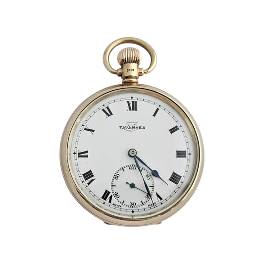 Gents 9ct 375 Yellow Gold 21 Jewels Pocket Watch by TAVANNES 1965