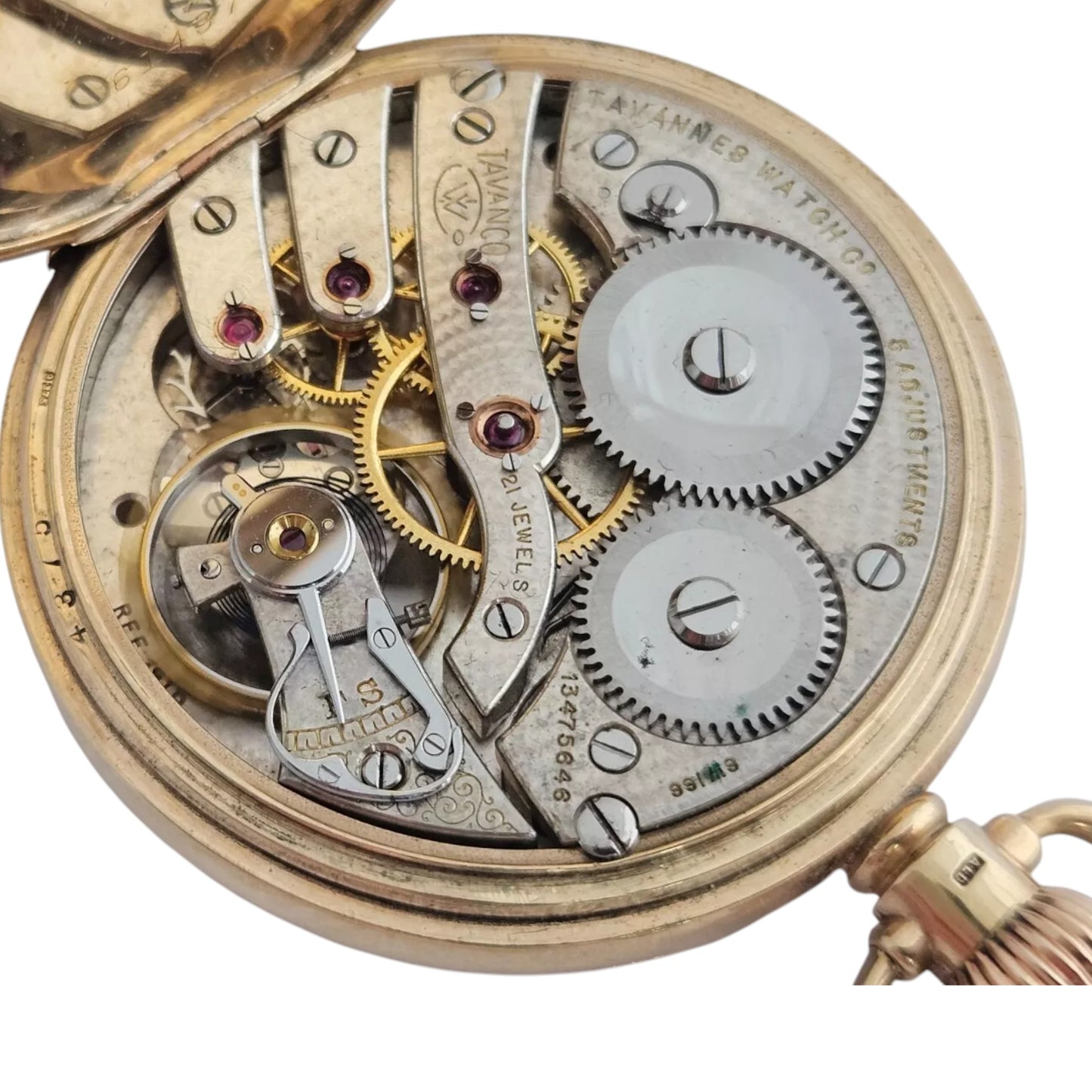 Gents 9ct 375 Yellow Gold 21 Jewels Pocket Watch by TAVANNES 1965