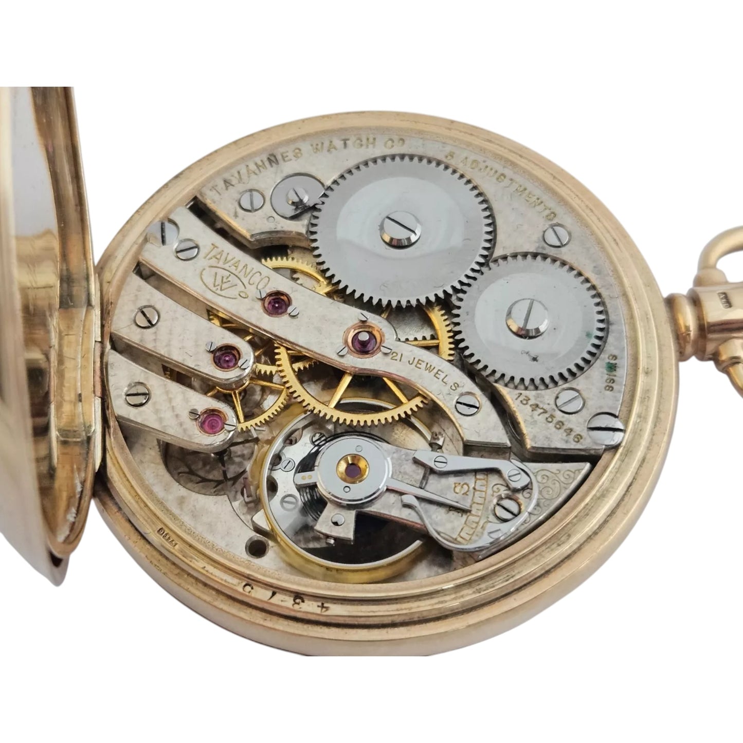 Gents 9ct 375 Yellow Gold 21 Jewels Pocket Watch by TAVANNES 1965