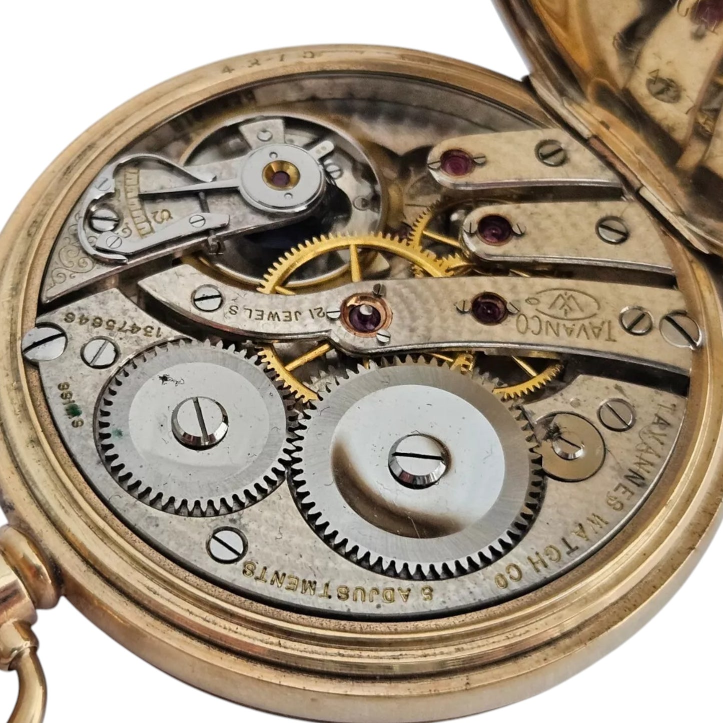 Gents 9ct 375 Yellow Gold 21 Jewels Pocket Watch by TAVANNES 1965