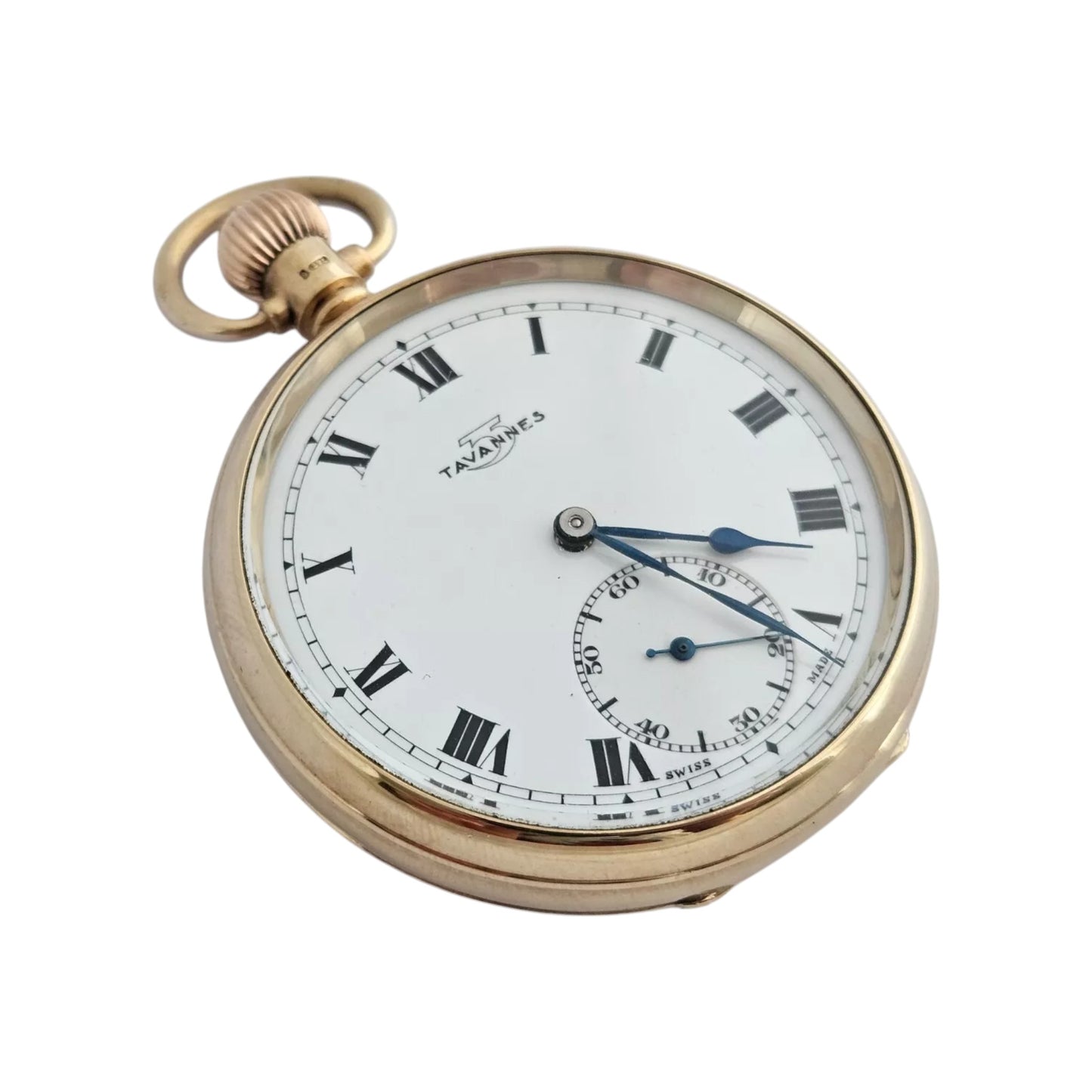 Gents 9ct 375 Yellow Gold 21 Jewels Pocket Watch by TAVANNES 1965