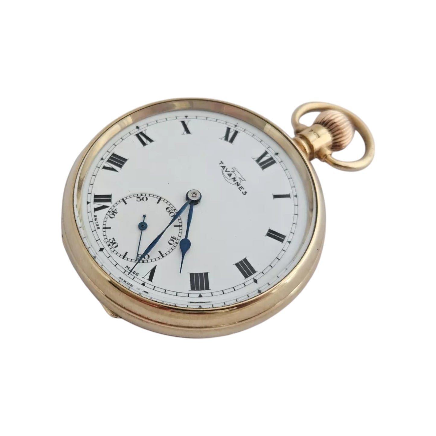 Gents 9ct 375 Yellow Gold 21 Jewels Pocket Watch by TAVANNES 1965