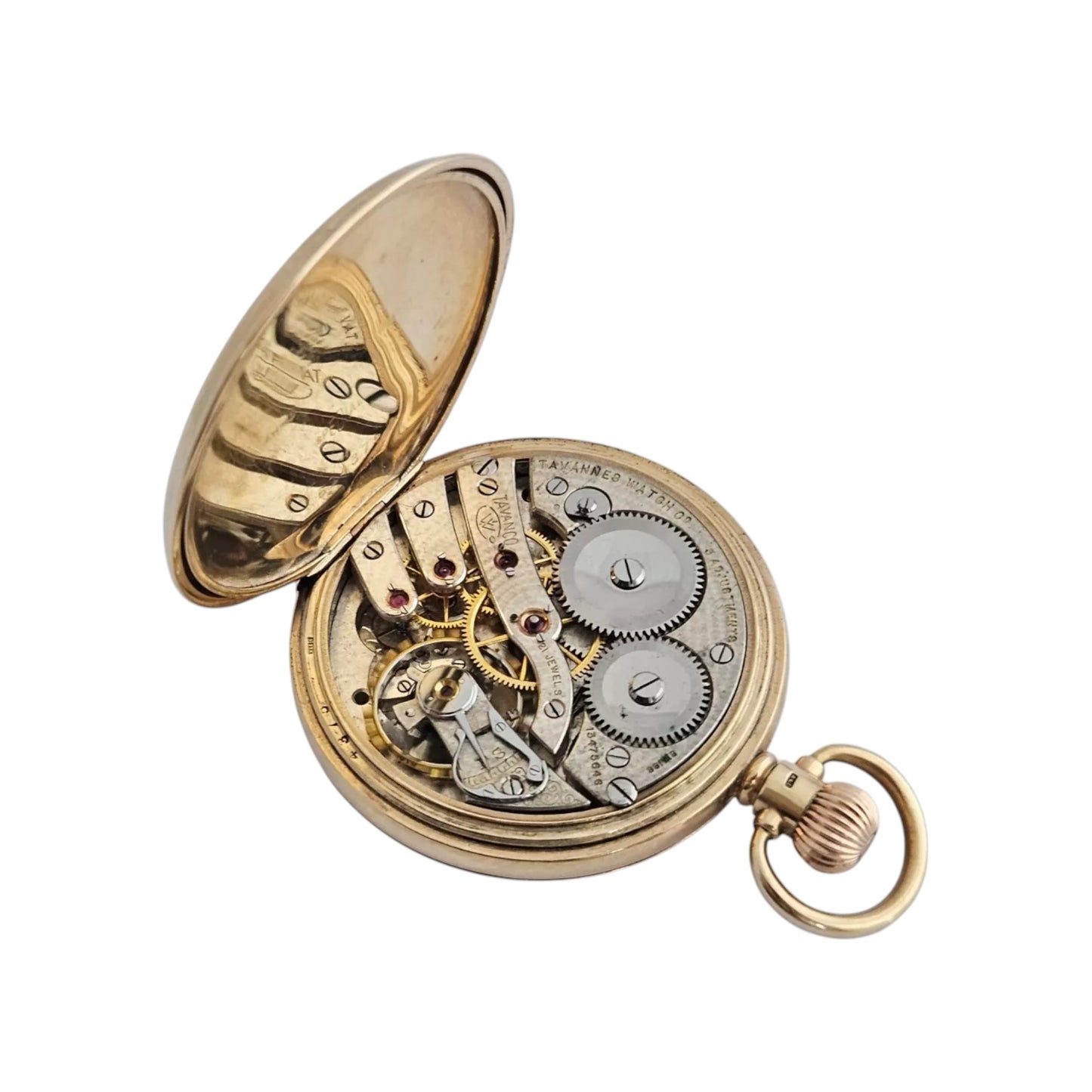 Gents 9ct 375 Yellow Gold 21 Jewels Pocket Watch by TAVANNES 1965