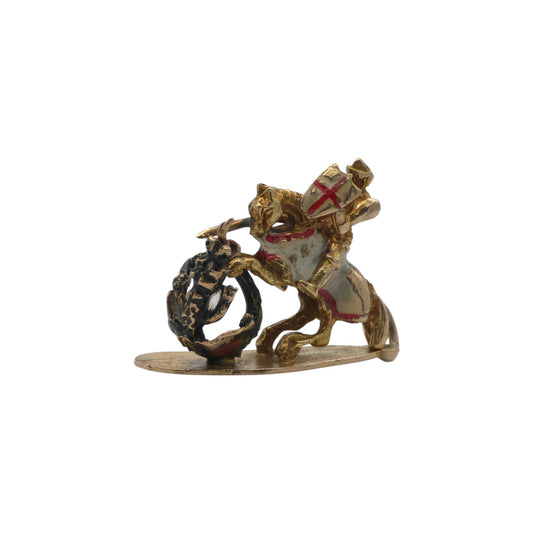 Georg Jensen 9ct 375 Yellow Gold & Enamel Saint George & Dragon Charm 1957 L 2.1 cm 4.6 g.