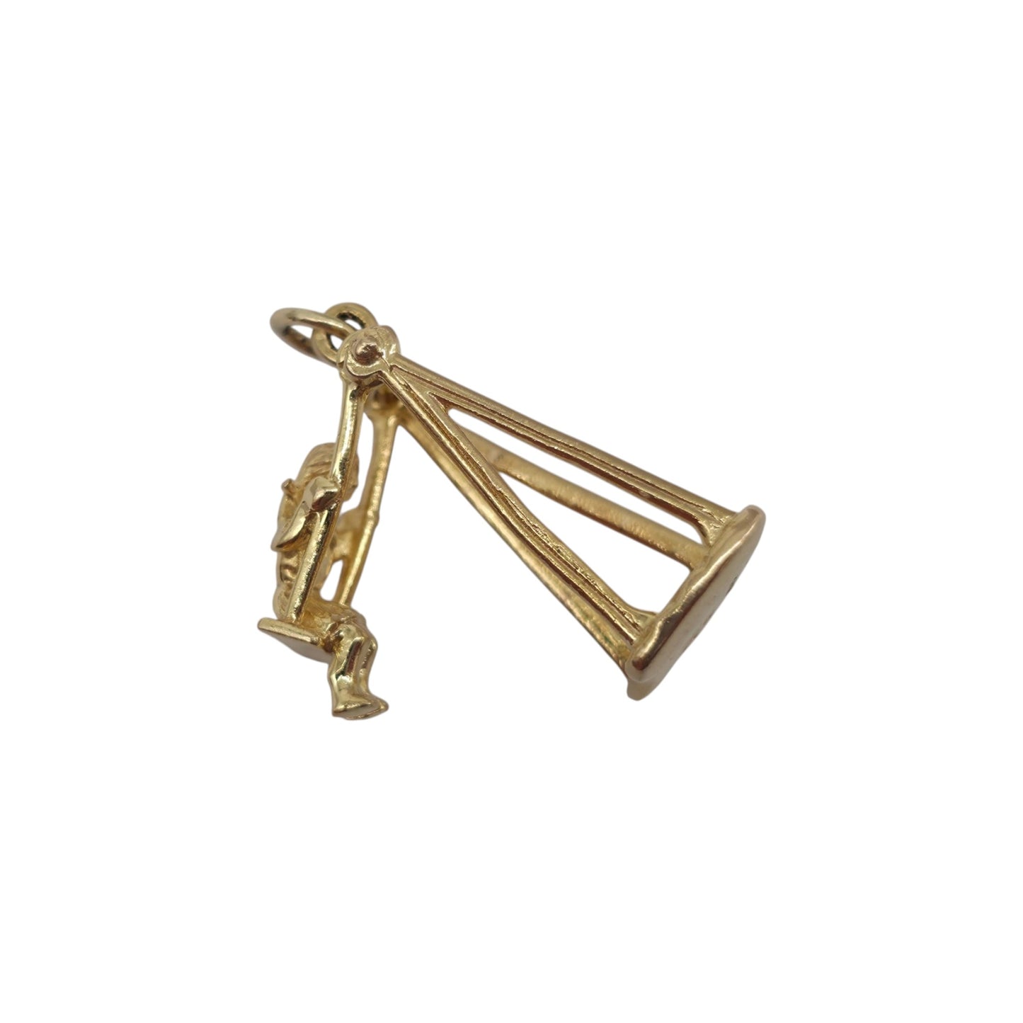 9ct 375 Yellow Gold Articulated Girl On A Swing Charm 1965 L 1.8 cm 3.5 g.