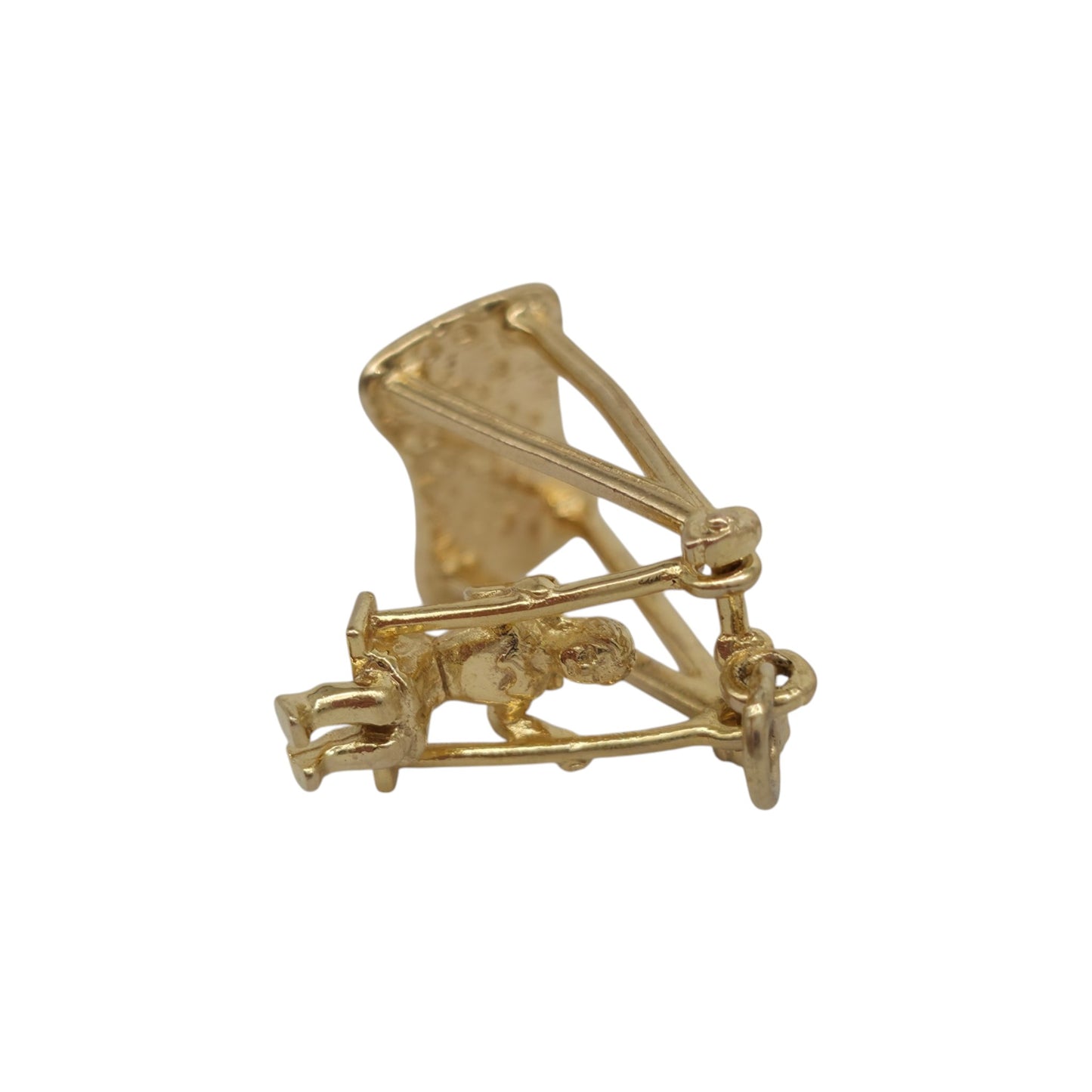 9ct 375 Yellow Gold Articulated Girl On A Swing Charm 1965 L 1.8 cm 3.5 g.