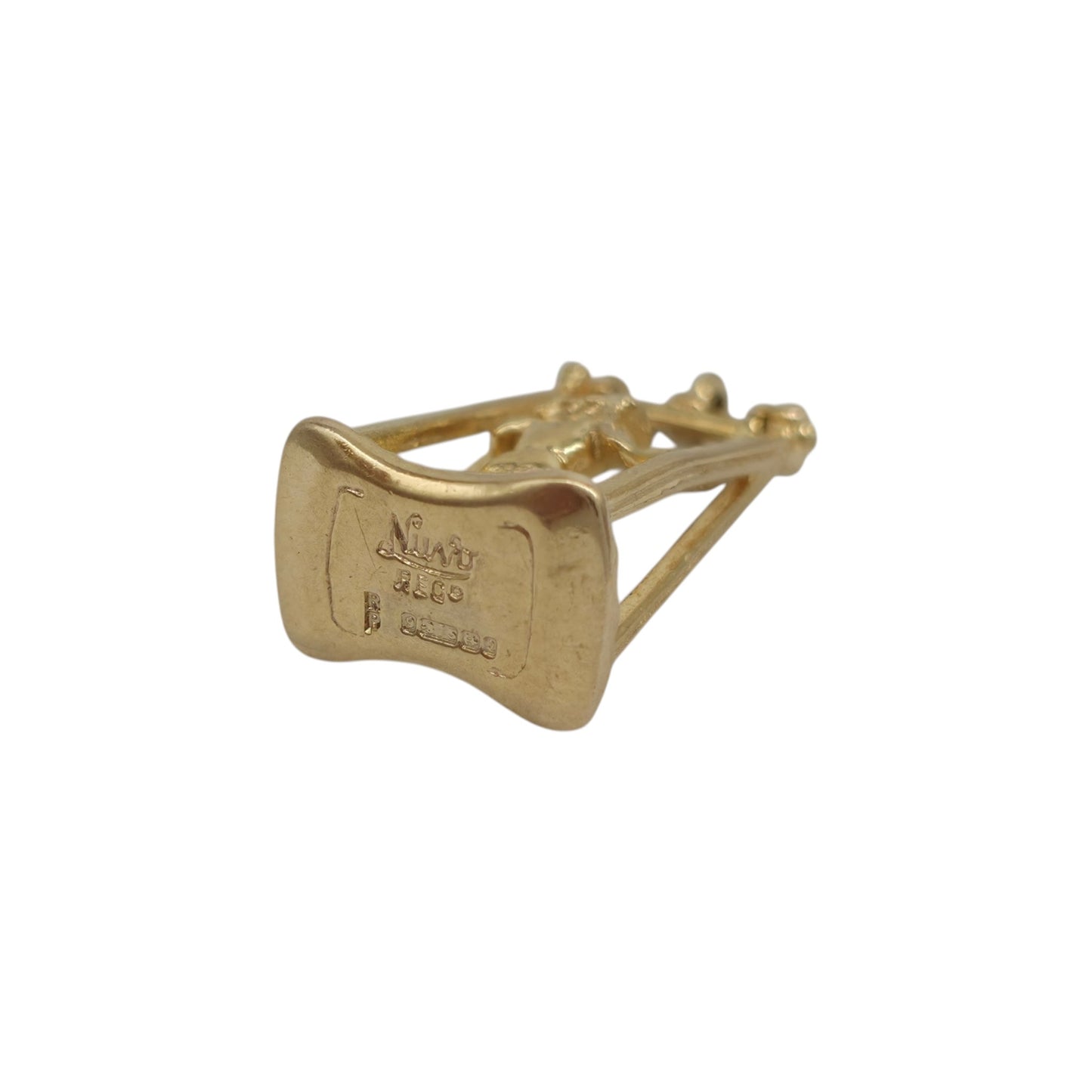 9ct 375 Yellow Gold Articulated Girl On A Swing Charm 1965 L 1.8 cm 3.5 g.