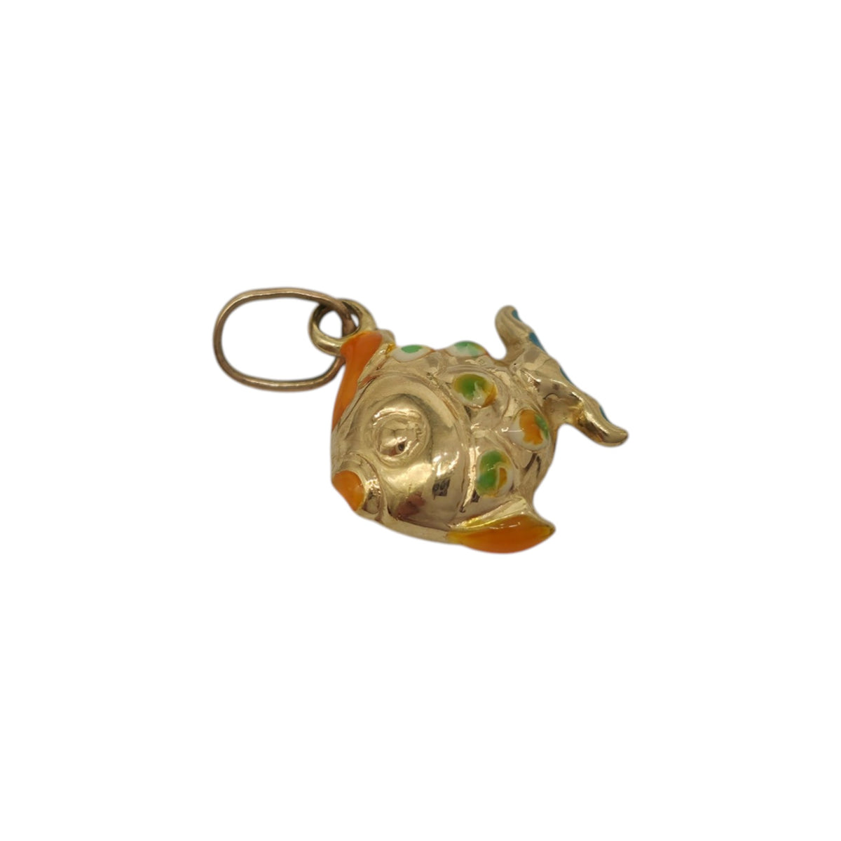 9ct 375 Yellow Gold & Enamel Goldfish Charm L 1.0 cm 0.4 g.