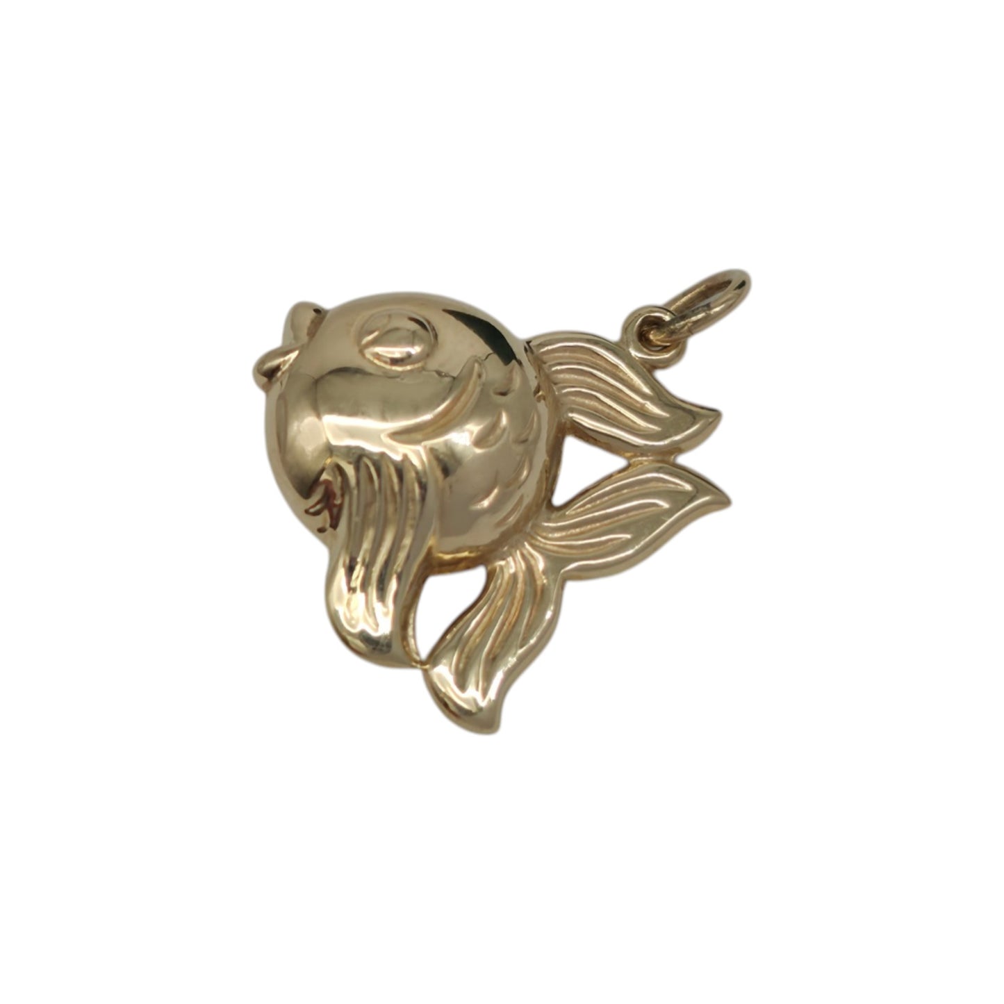 9ct 375 Yellow Gold Goldfish Charm 1979 L 1.8 cm 1.4 g.