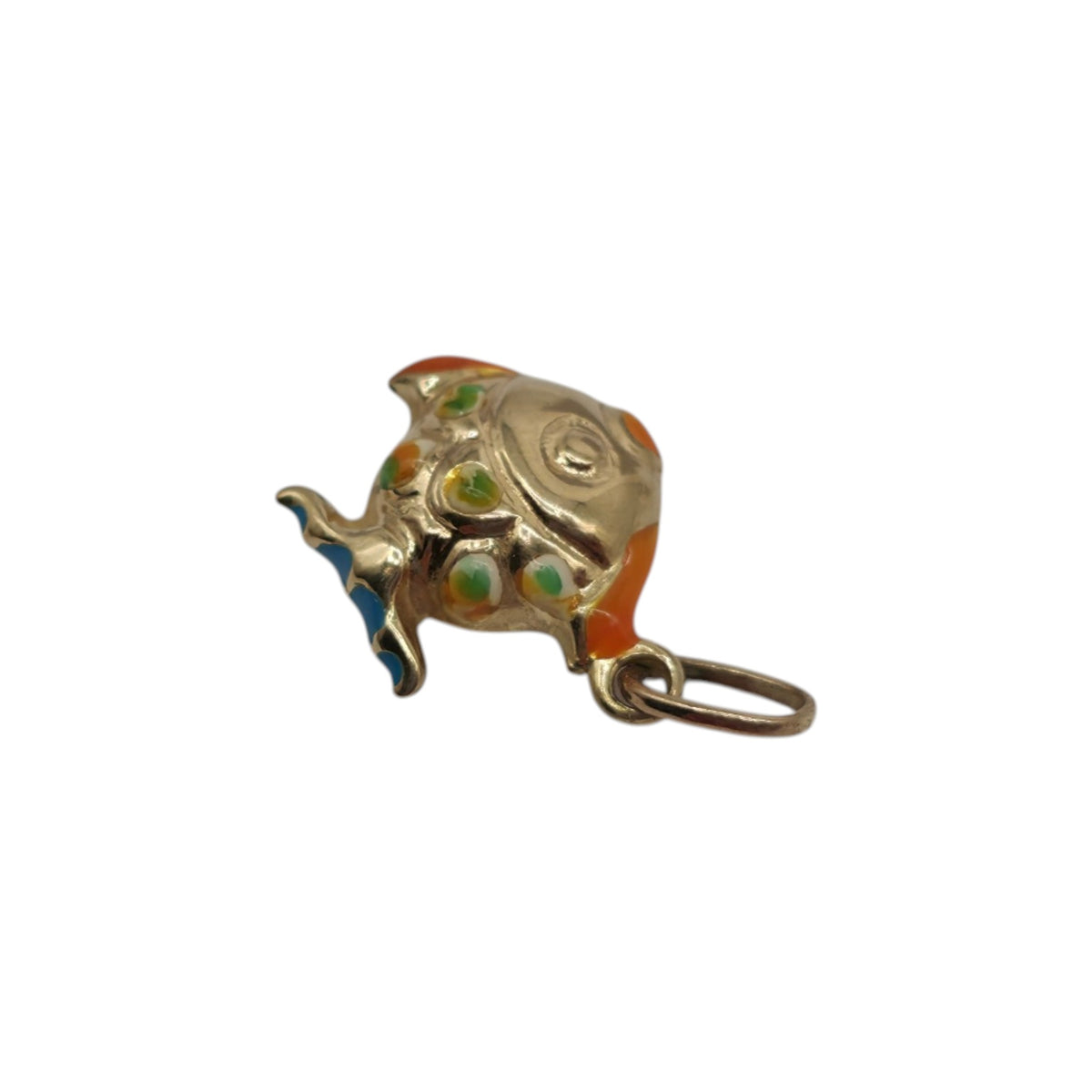 9ct 375 Yellow Gold & Enamel Goldfish Charm L 1.0 cm 0.4 g.
