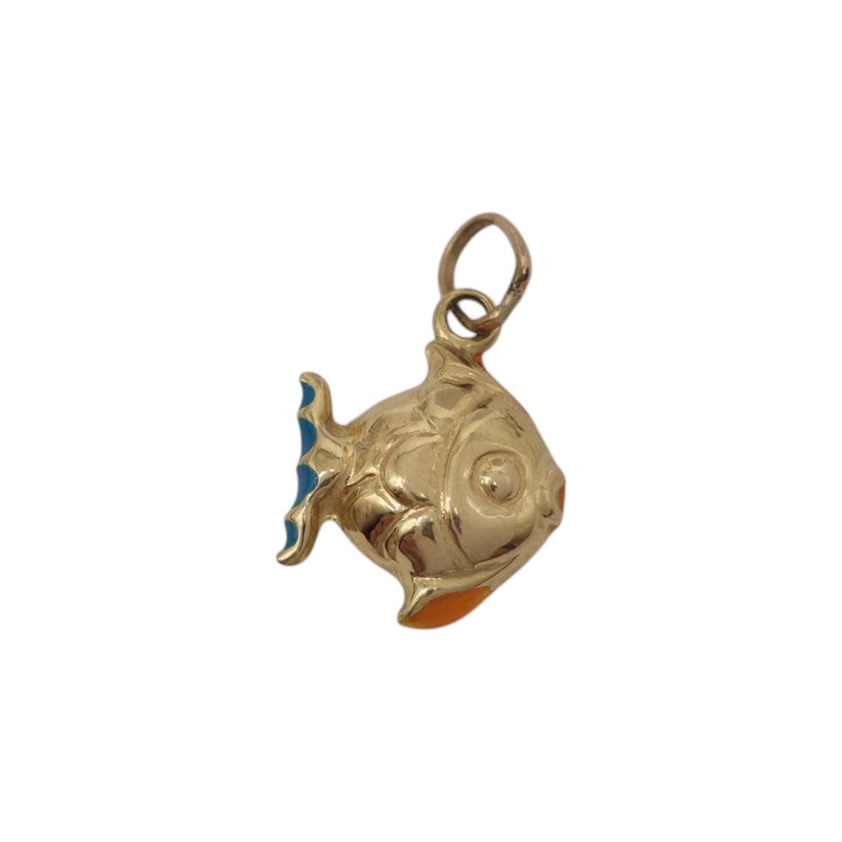 9ct 375 Yellow Gold & Enamel Goldfish Charm L 1.0 cm 0.4 g.