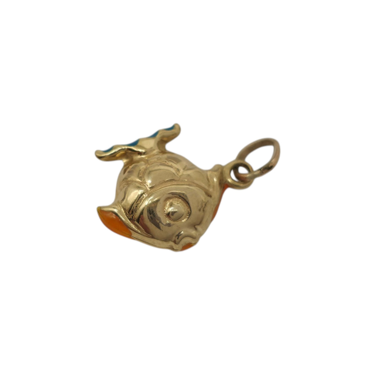9ct 375 Yellow Gold & Enamel Goldfish Charm L 1.0 cm 0.4 g.