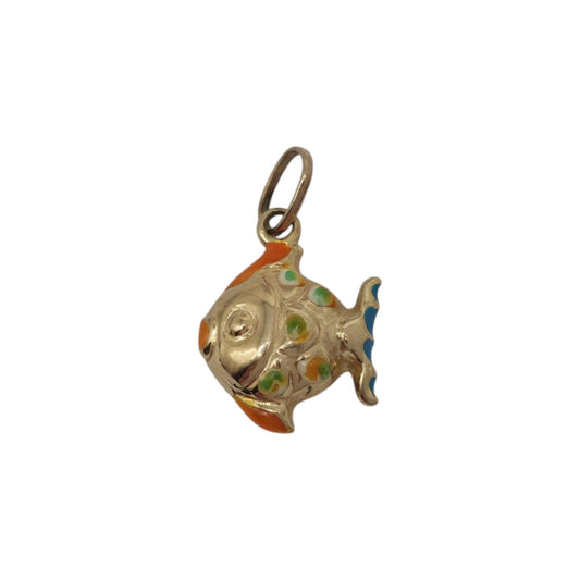 9ct 375 Yellow Gold & Enamel Goldfish Charm L 1.0 cm 0.4 g.