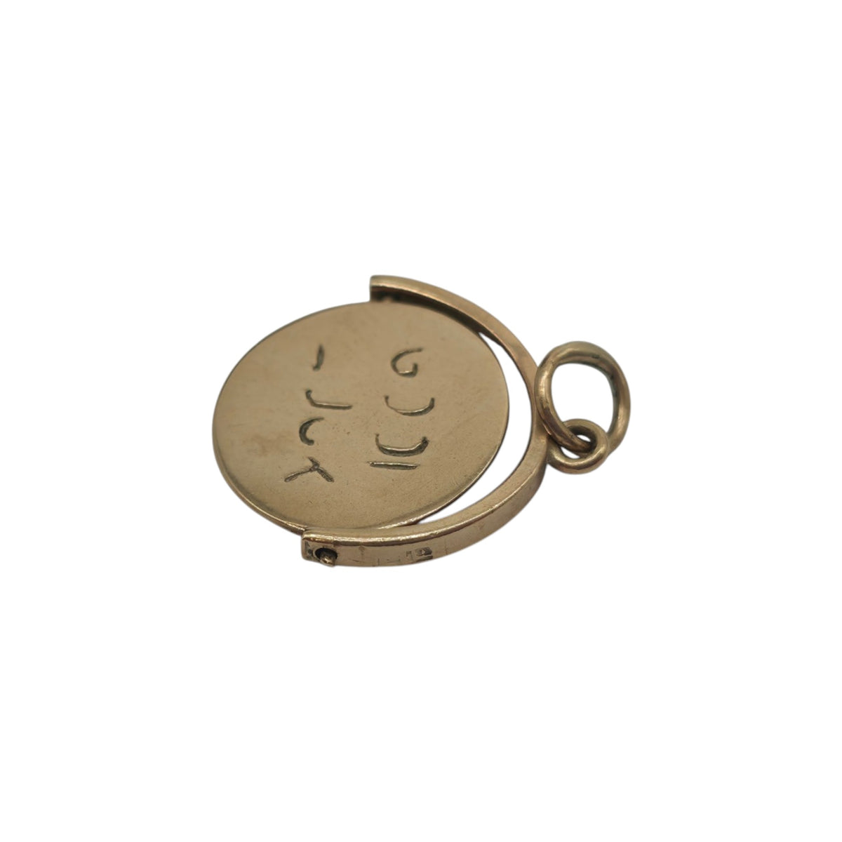 9ct 375 Yellow Gold "Good Luck" Spinner Charm 1959 L 1.4 cm 1.0 g.