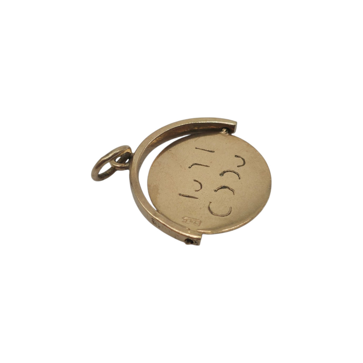 9ct 375 Yellow Gold "Good Luck" Spinner Charm 1959 L 1.4 cm 1.0 g.