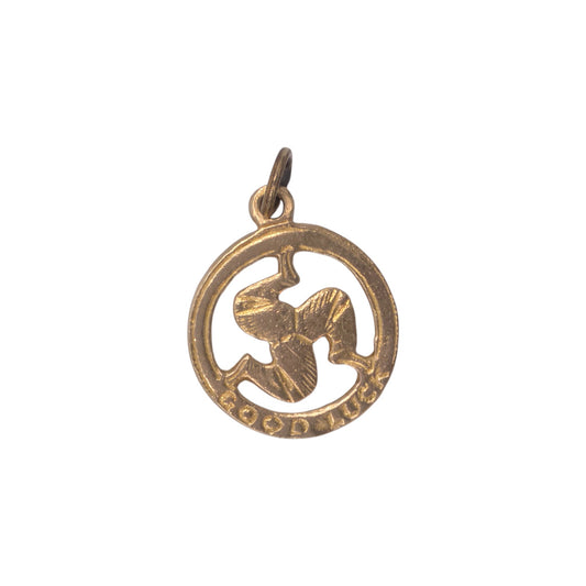 9ct 375 Yellow Gold "Good Luck" Triskelion Charm 1952 L 1.4 cm 1.0 g.