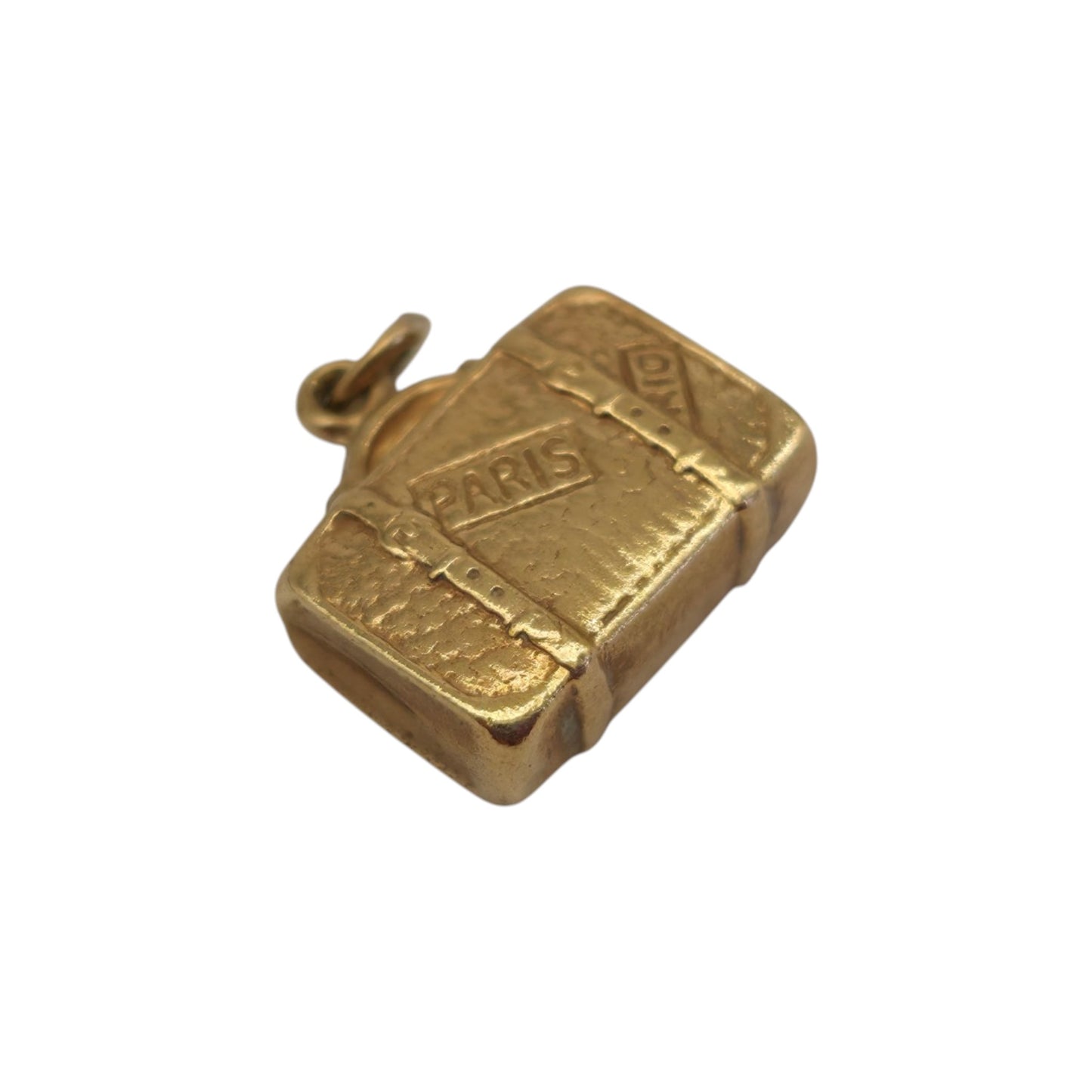 Chester 9ct 375 Yellow Gold Grand Tour Suitcase Charm 1960 L 1.2 cm 0.7 g.