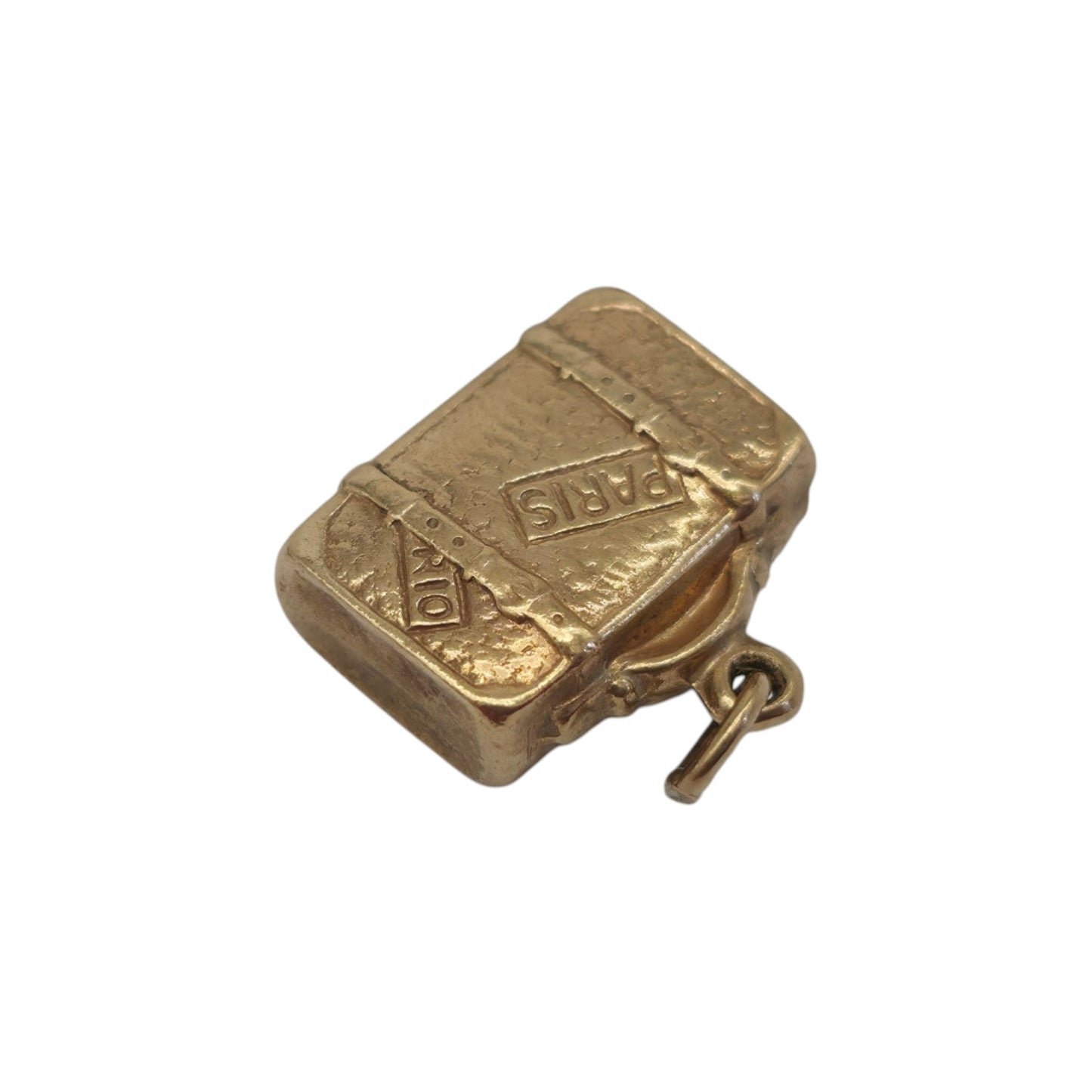 Chester 9ct 375 Yellow Gold Grand Tour Suitcase Charm 1960 L 1.2 cm 0.7 g.