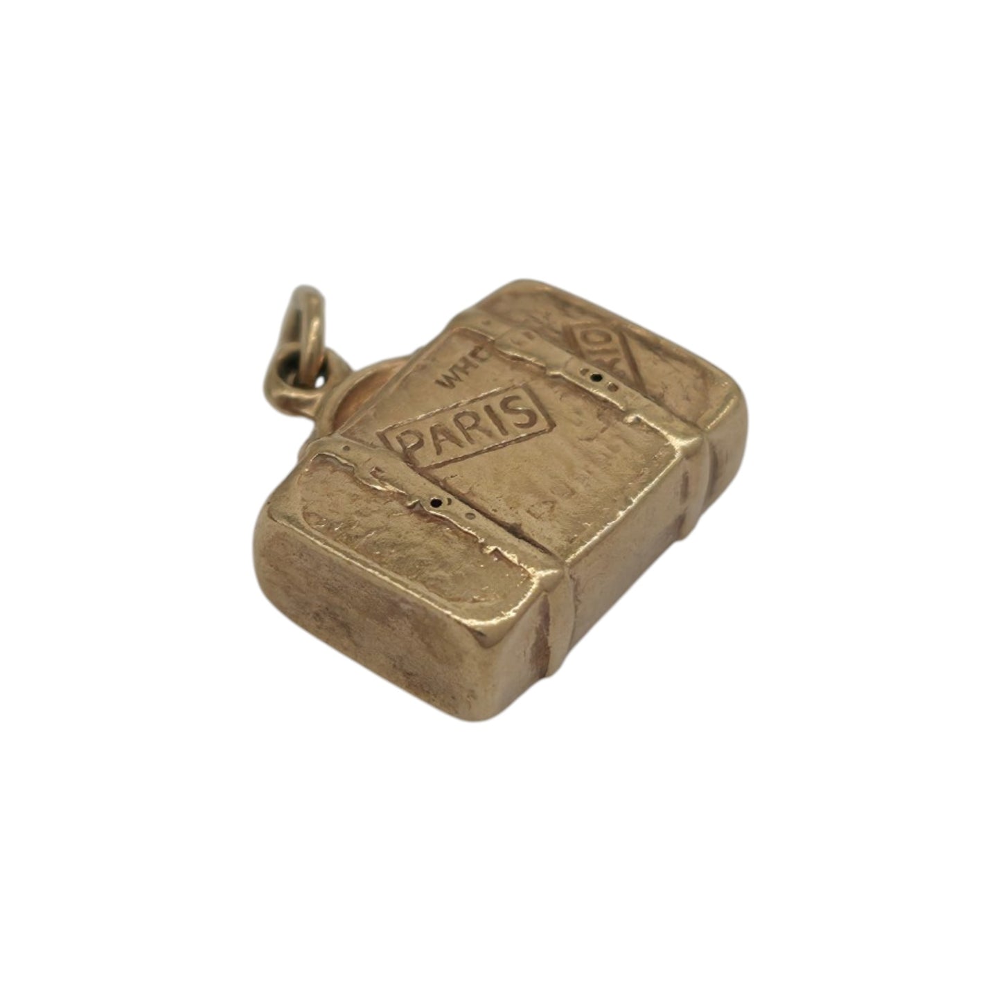 Chester 9ct 375 Yellow Gold Grand Tour Suitcase Charm 1960 L 1.2 cm 0.7 g.