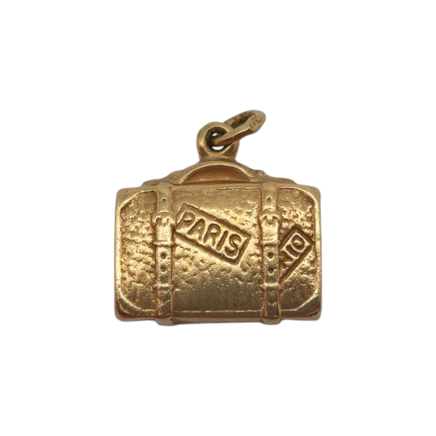 Chester 9ct 375 Yellow Gold Grand Tour Suitcase Charm 1960 L 1.2 cm 0.7 g.