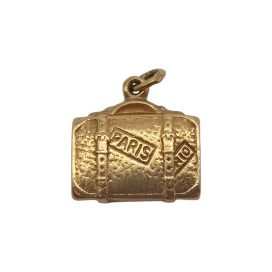 Chester 9ct 375 Yellow Gold Grand Tour Suitcase Charm 1960 L 1.2 cm 0.7 g.