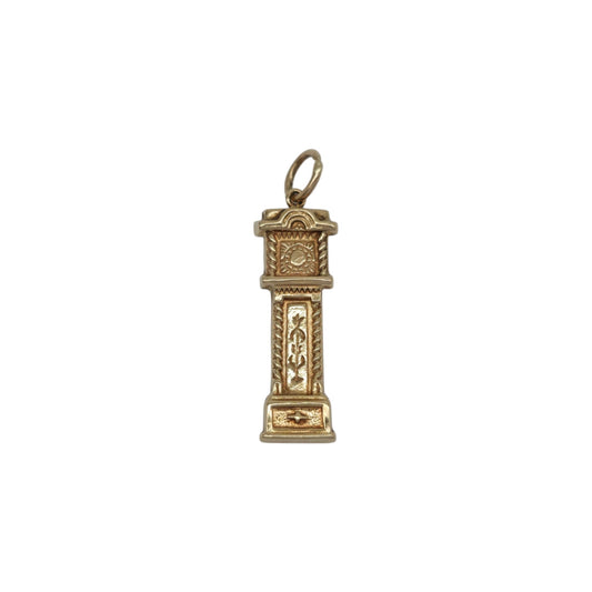 9ct 375 Yellow Gold Grandfather Clock Charm 1974 L 2.2 cm 1.0 g.