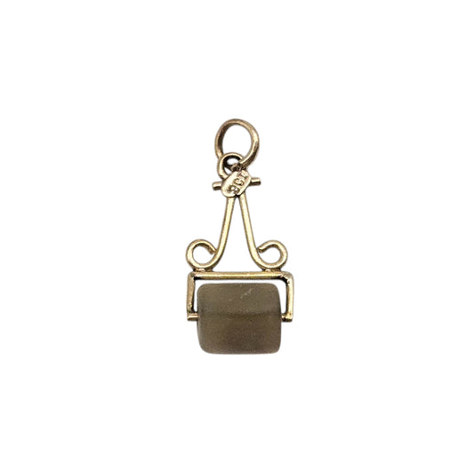 Antique 9ct Yellow Gold & MOP Grass Roller Charm c.1920 L 1.5 cm 0.8 g.