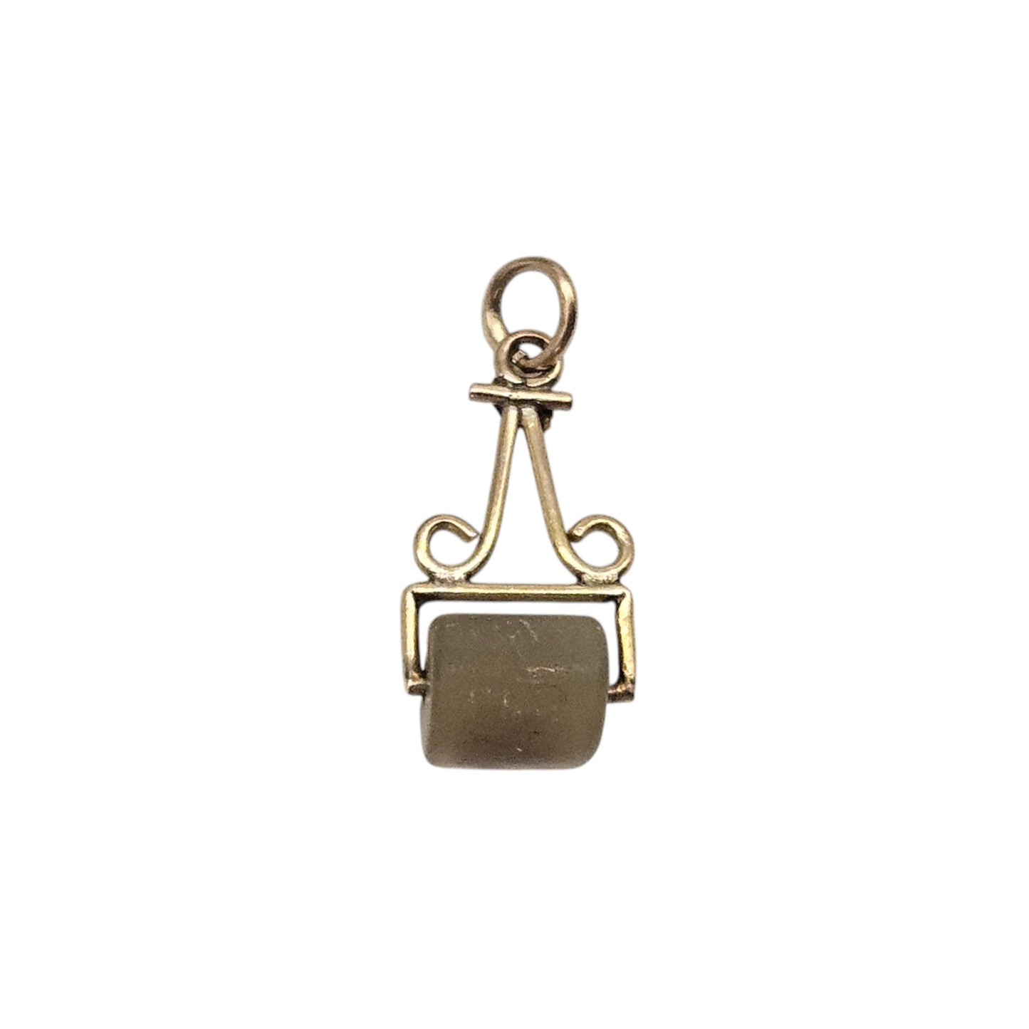 Antique 9ct Yellow Gold & MOP Grass Roller Charm c.1920 L 1.5 cm 0.8 g.