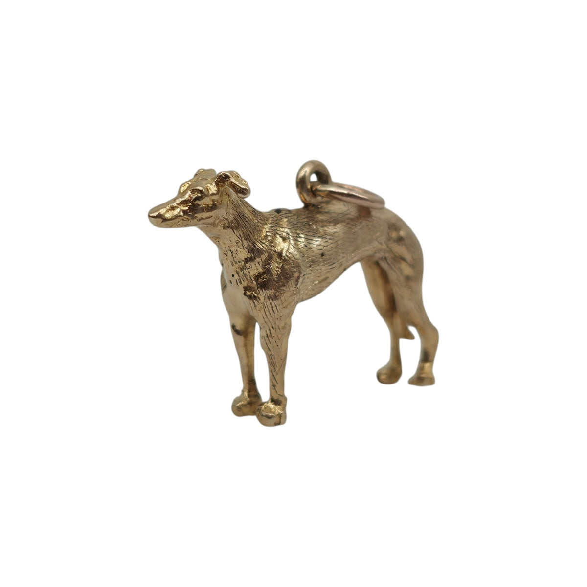 9ct 375 Yellow Gold Greyhound Charm 1971 L 2.3 cm 3.5 g.