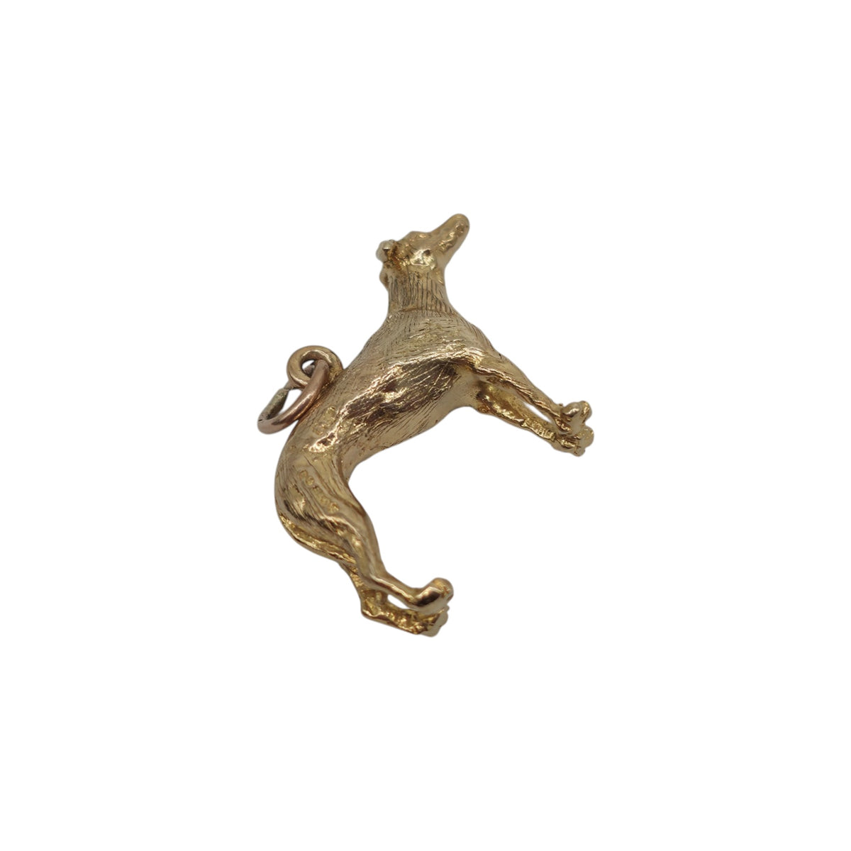 9ct 375 Yellow Gold Greyhound Charm 1971 L 2.3 cm 3.5 g.