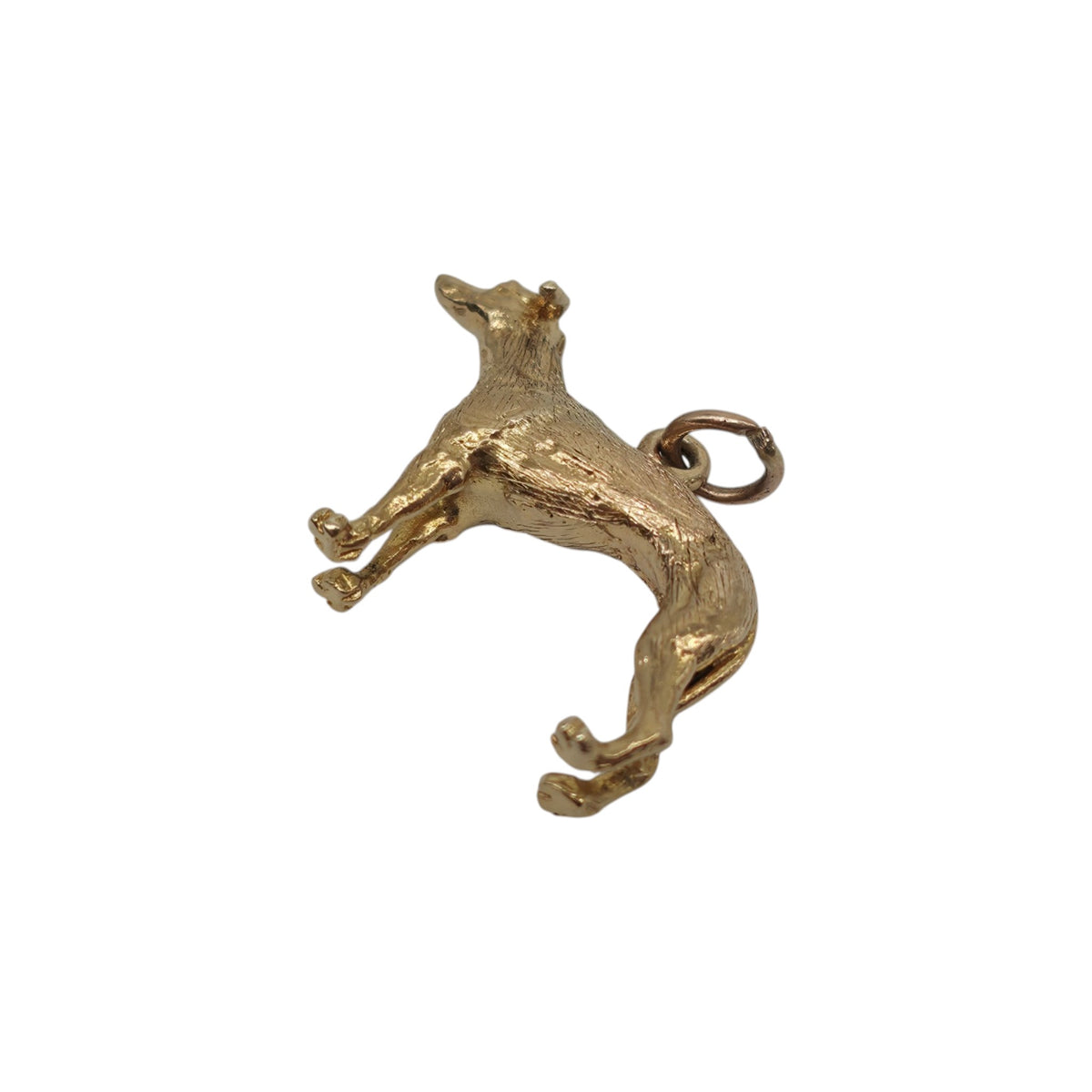 9ct 375 Yellow Gold Greyhound Charm 1971 L 2.3 cm 3.5 g.