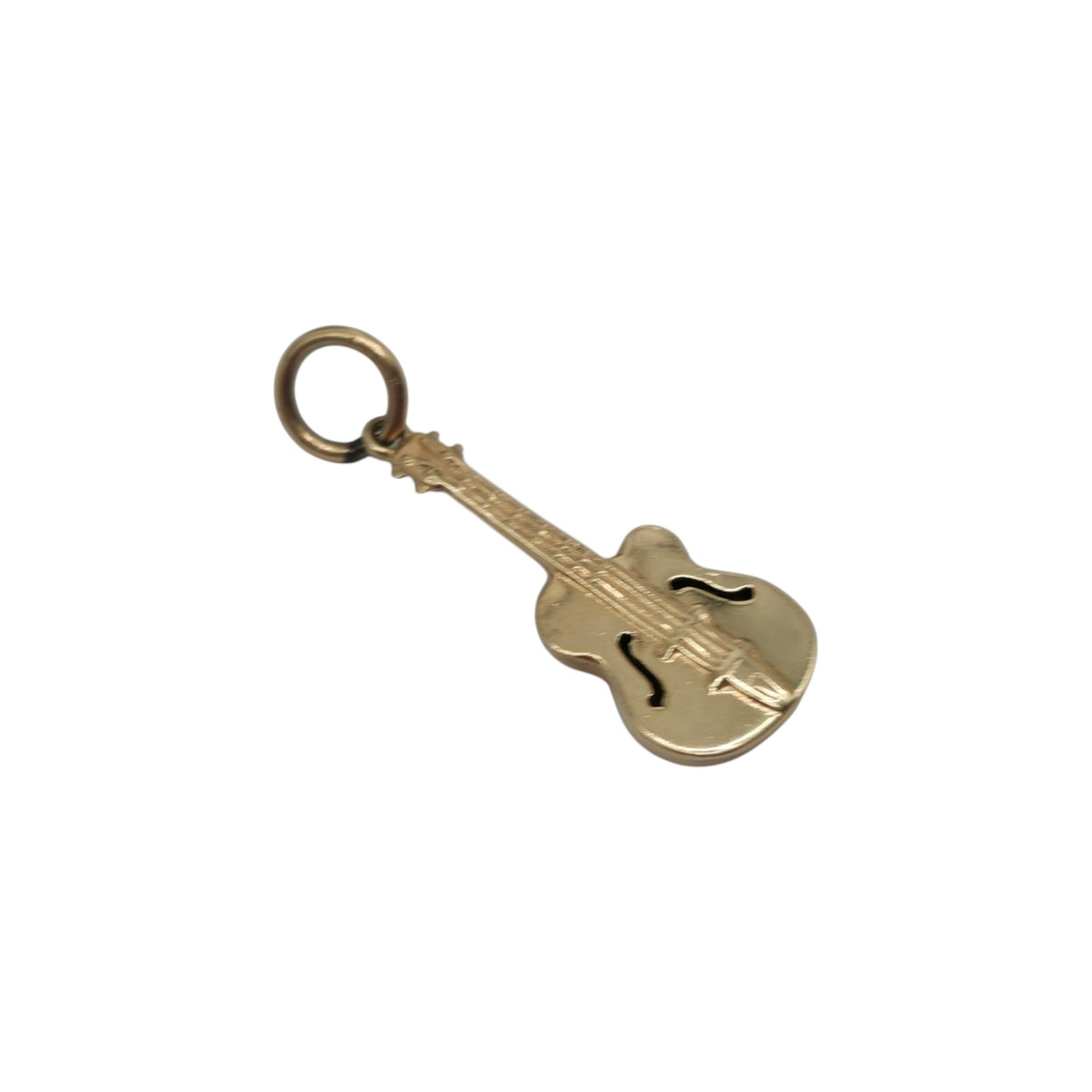 9ct 375 Yellow Gold Guitar Charm 1971 L 1.8 cm 0.6 g.