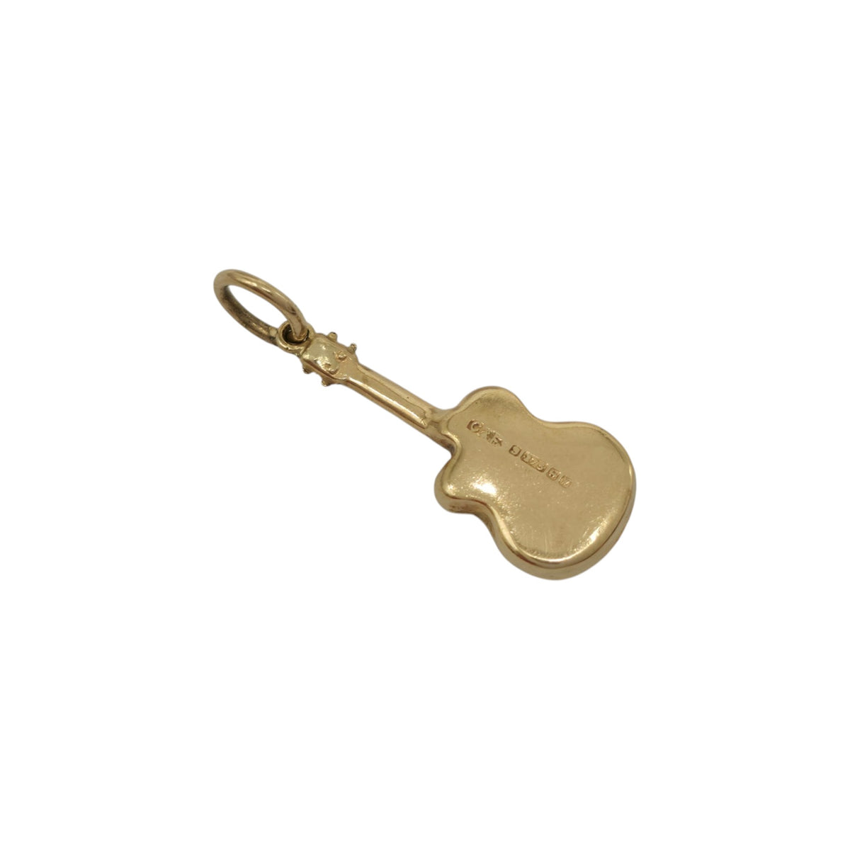 9ct 375 Yellow Gold Guitar Charm 1971 L 1.8 cm 0.6 g.