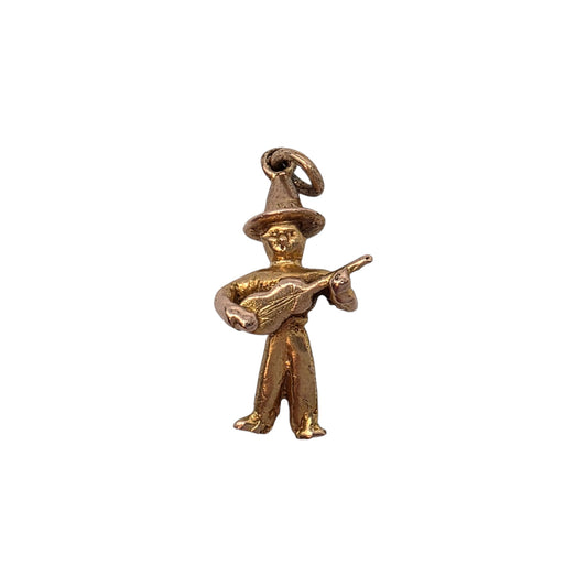 9ct 375 Yellow Gold Guitar Player Charm 1947 L 1.5 cm 1.3 g.