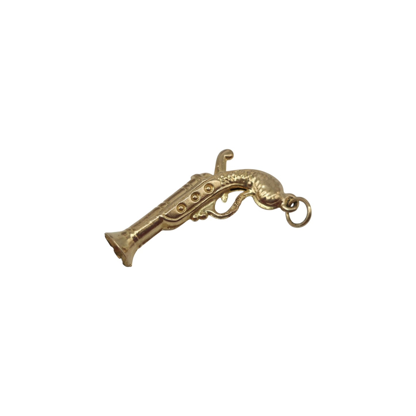 9ct 375 Yellow Gold Gun Charm c.1970's L 2.6 cm 1.0 g.