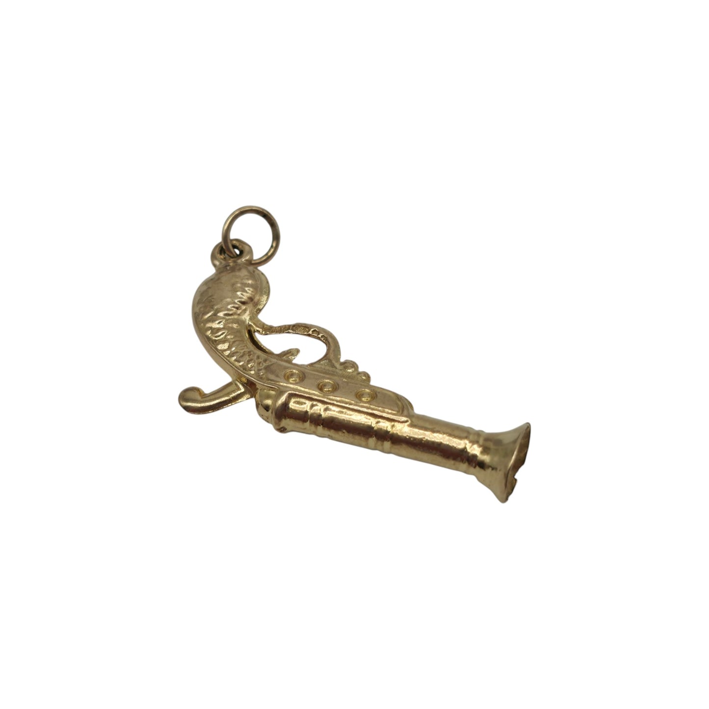 9ct 375 Yellow Gold Gun Charm c.1970's L 2.6 cm 1.0 g.