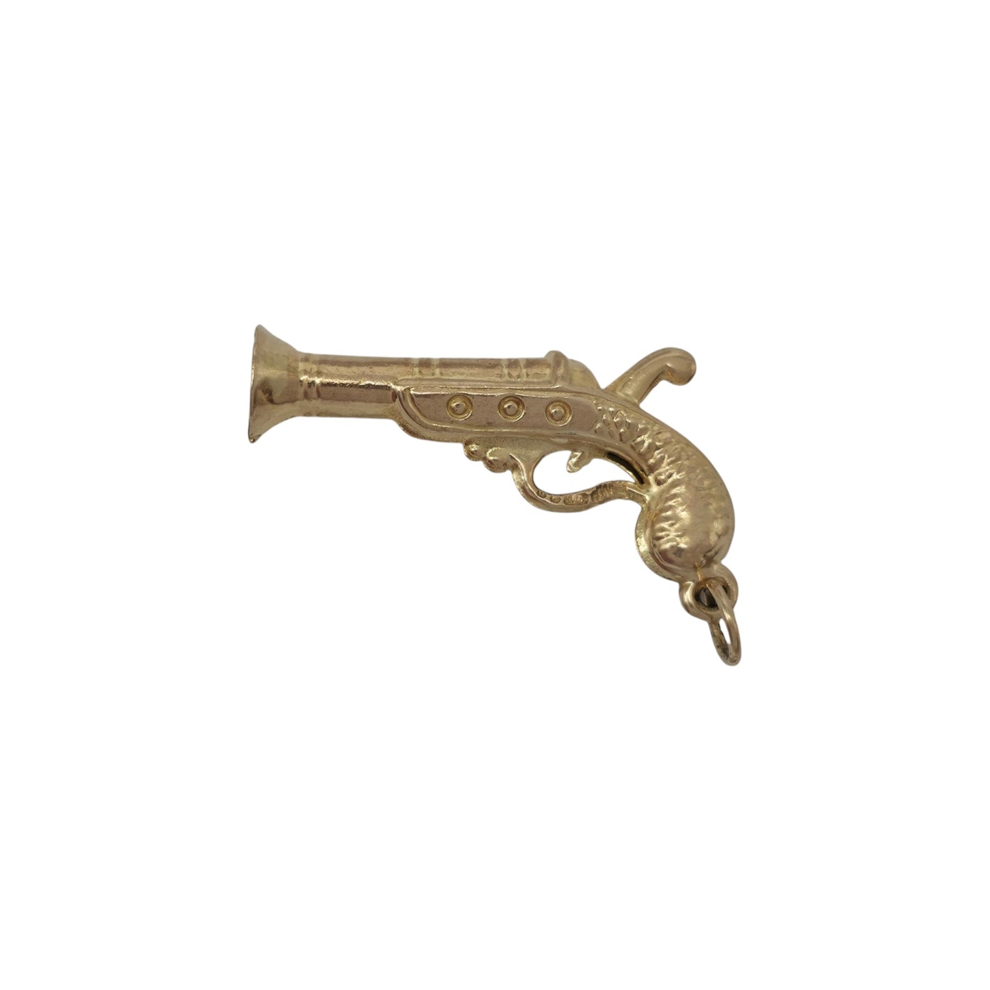 9ct 375 Yellow Gold Gun Charm c.1970's L 2.6 cm 1.0 g.
