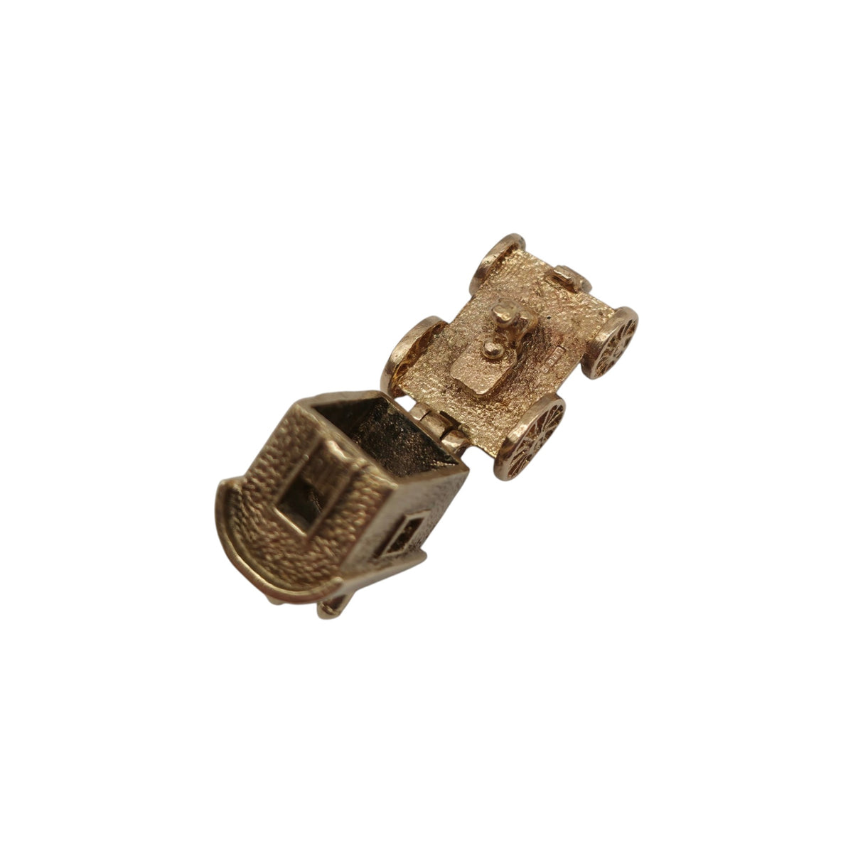 Heavy 9ct 375 Yellow Gold Gypsy Caravan Opening Charm 1963 L 1.5 cm 5.1 g.