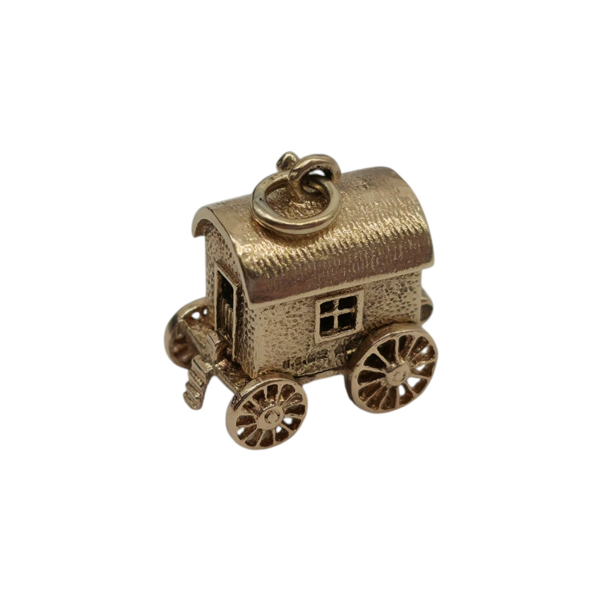 Heavy 9ct 375 Yellow Gold Gypsy Caravan Opening Charm 1963 L 1.5 cm 5.1 g.