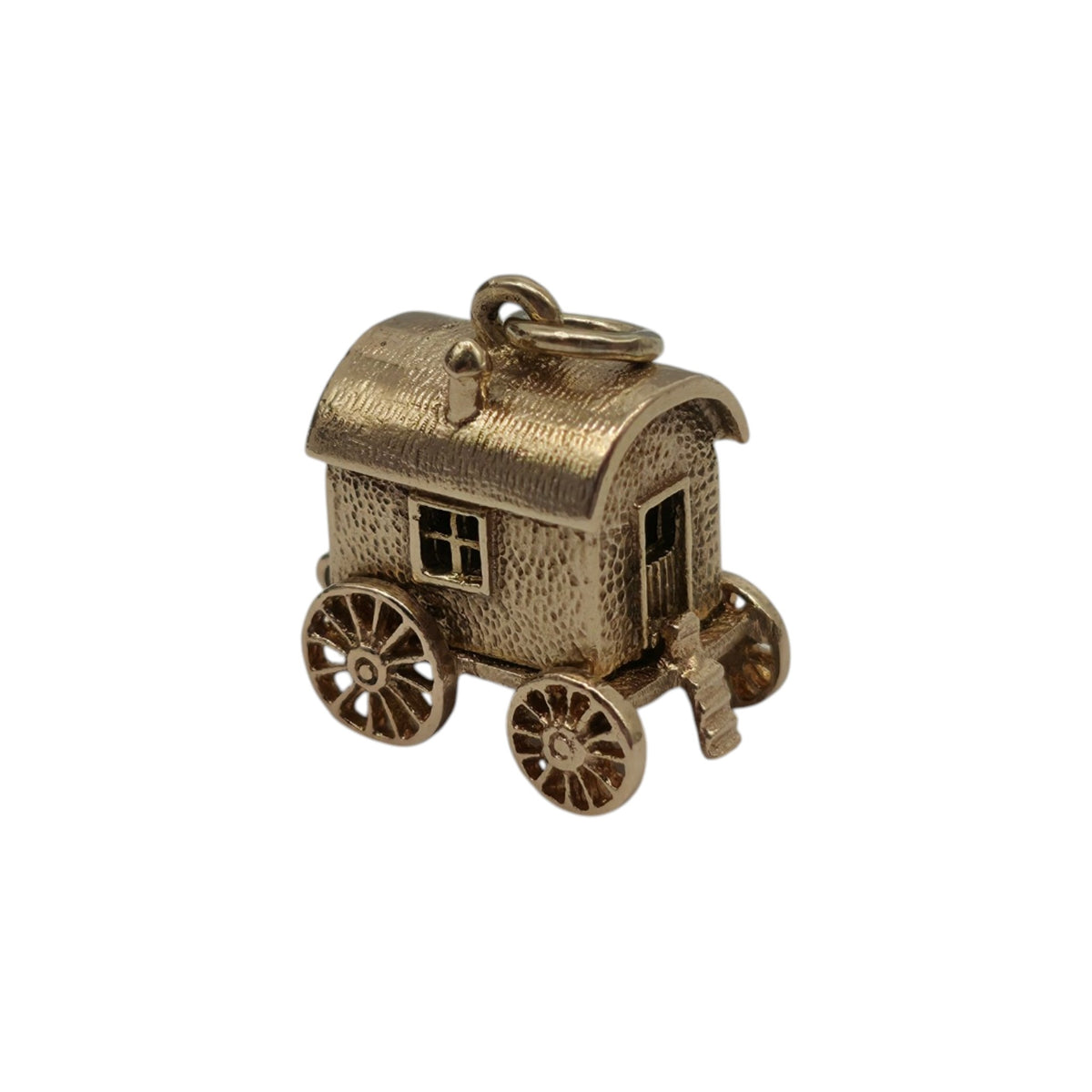 Heavy 9ct 375 Yellow Gold Gypsy Caravan Opening Charm 1963 L 1.5 cm 5.1 g.