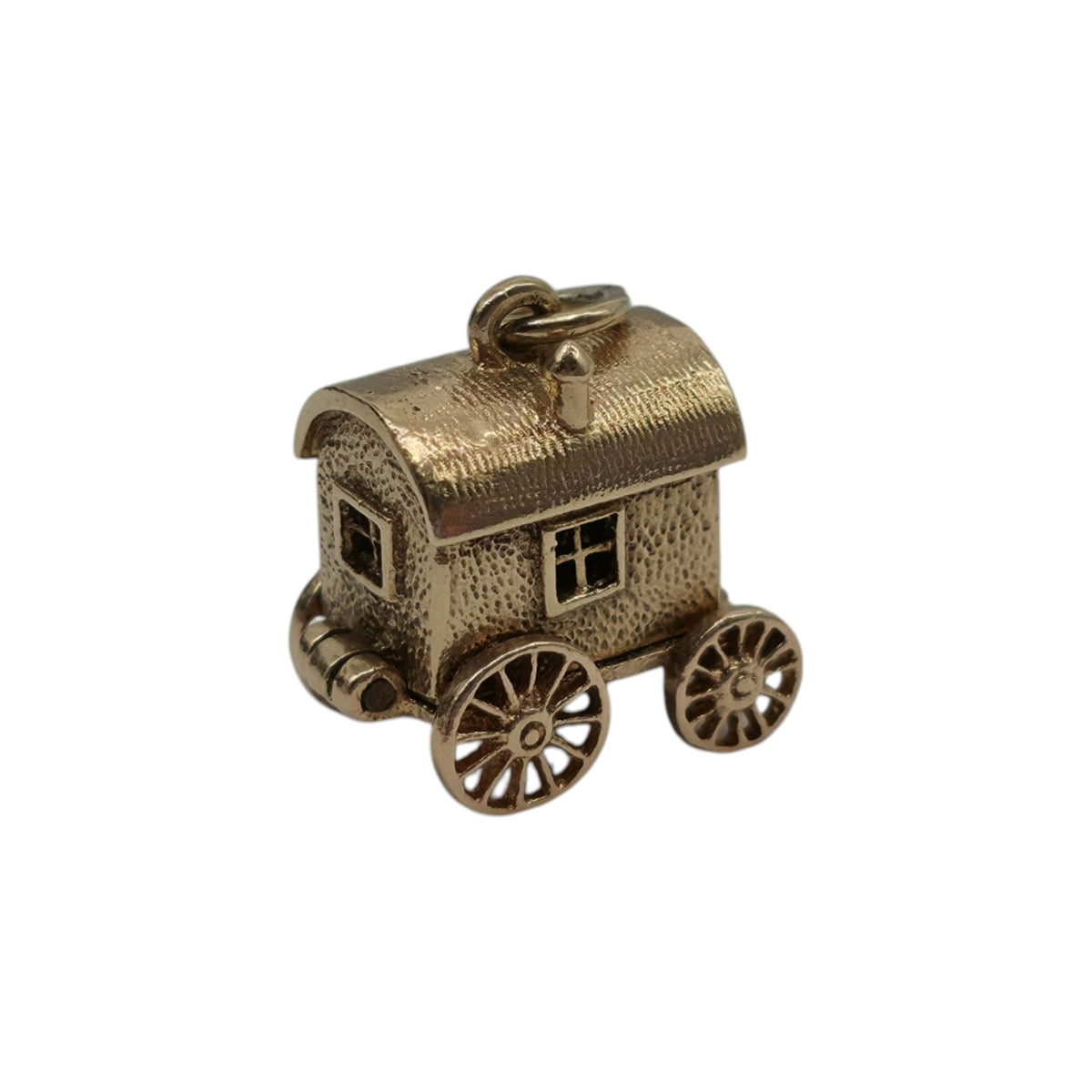 Heavy 9ct 375 Yellow Gold Gypsy Caravan Opening Charm 1963 L 1.5 cm 5.1 g.