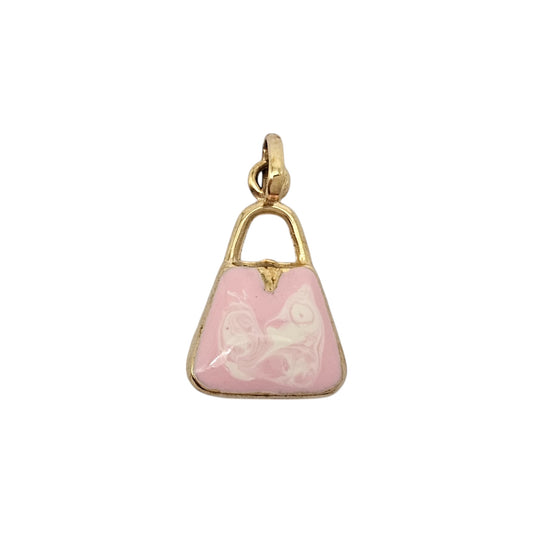 9ct 375 Yellow Gold & Enamel Handbag Charm L 1.2 cm 0.4 g.