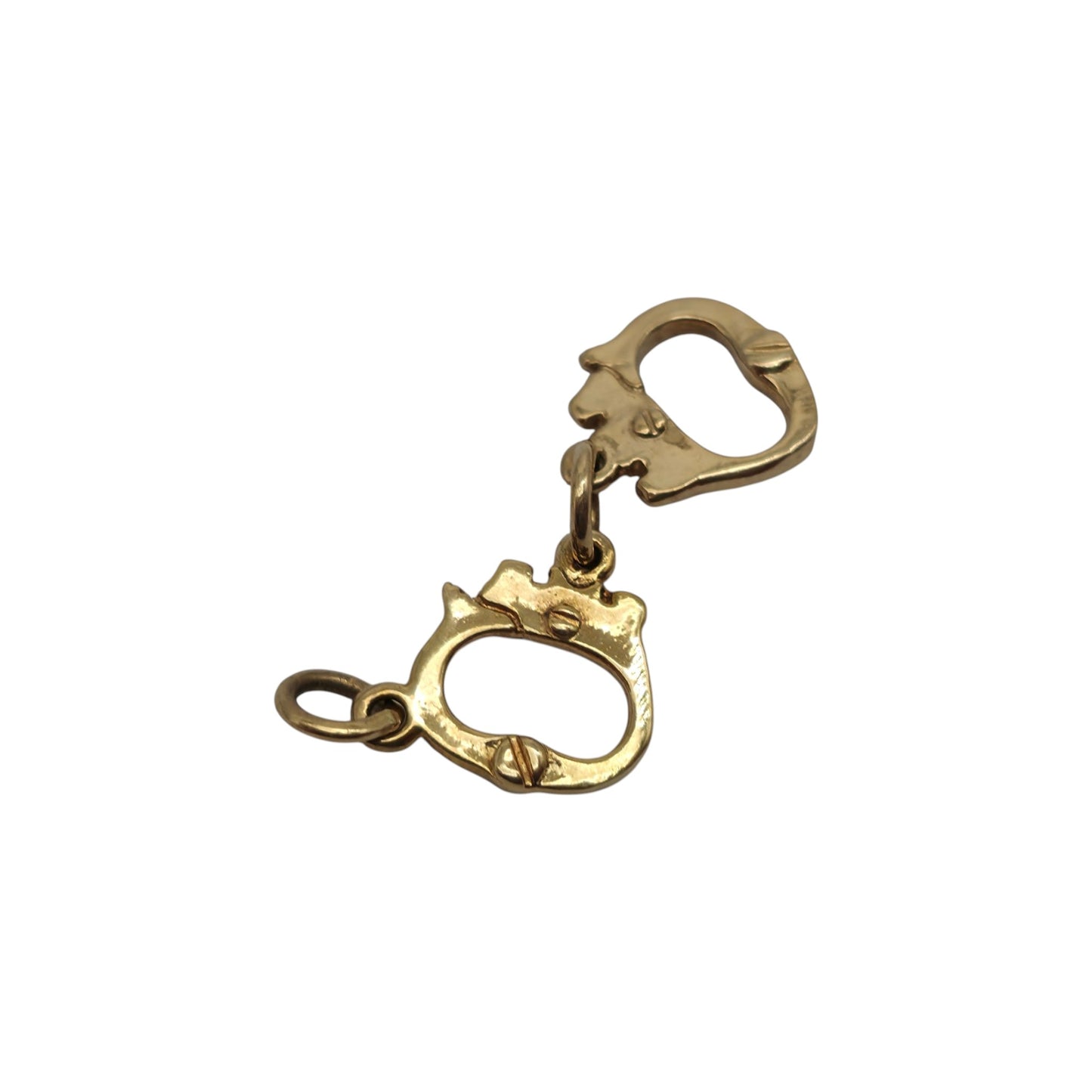 9ct 375 Yellow Gold Handcuffs Charm 1994 L 2.1 cm 1.3 g.