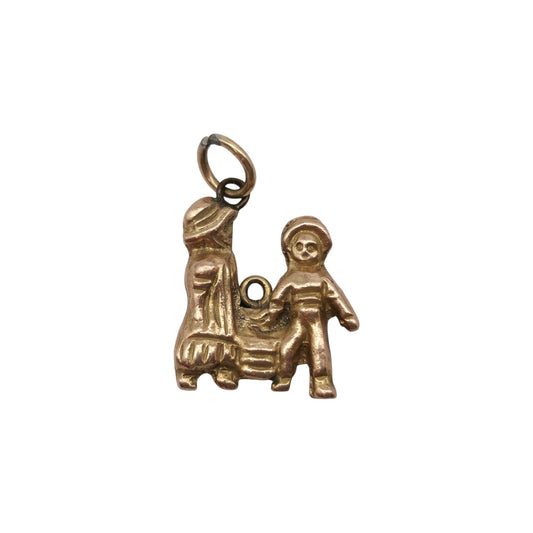 Antique 9ct Yellow Gold Hansel And Gretel Charm c.1900 L 1.5 cm 2.7 g.