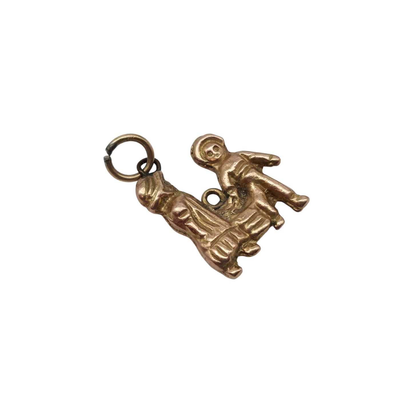 Antique 9ct Yellow Gold Hansel And Gretel Charm c.1900 L 1.5 cm 2.7 g.
